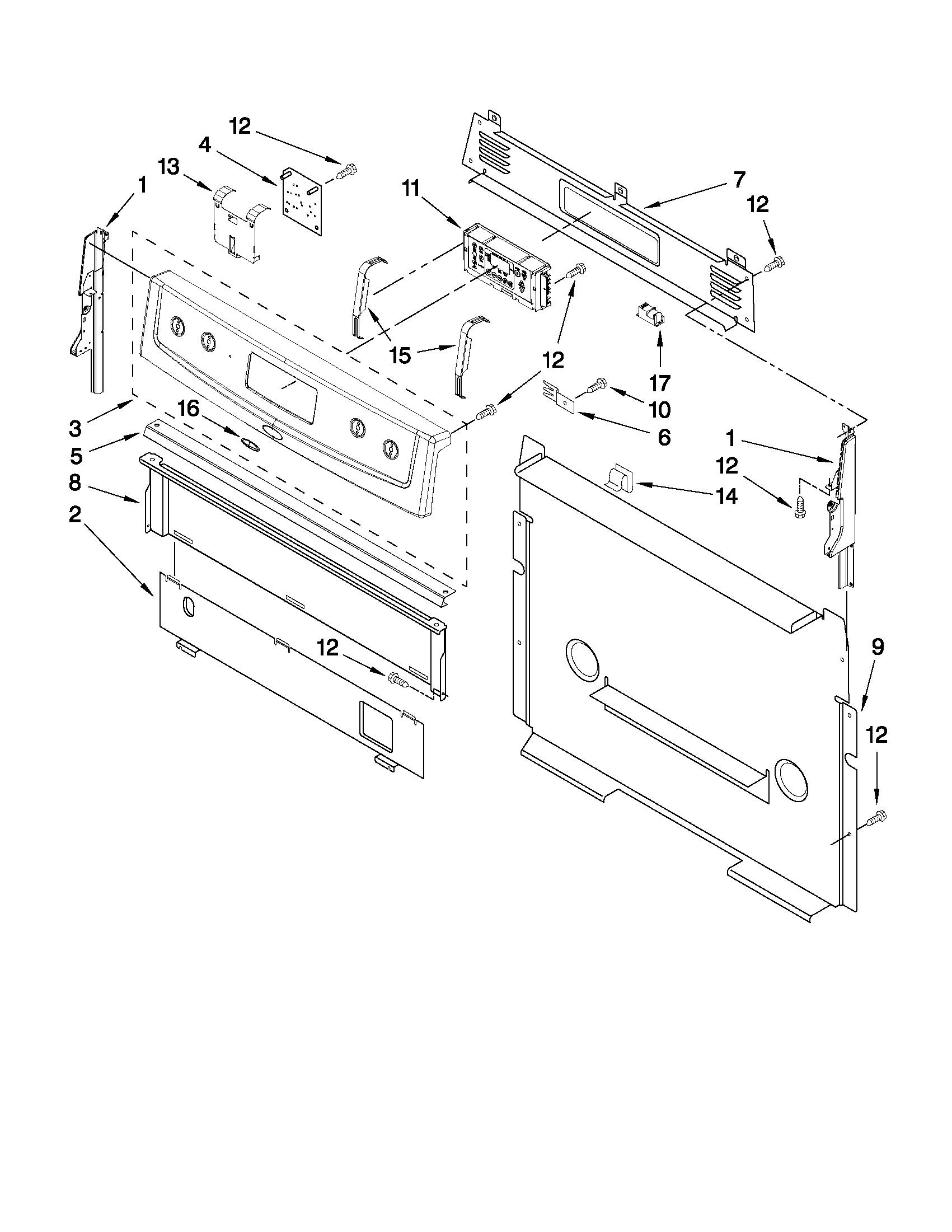 Whirlpool WFG374LVQ2 control panel parts diagram