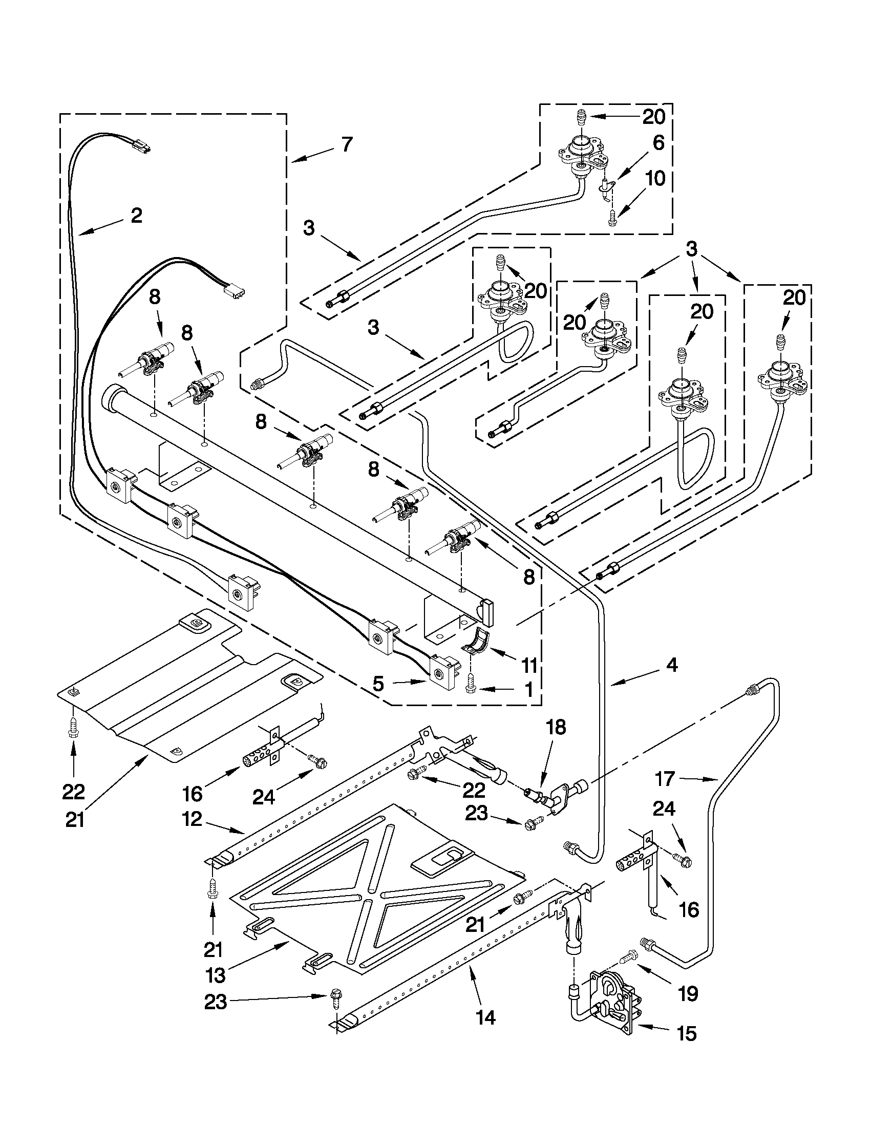 Whirlpool WFG374LVQ2 manifold parts diagram