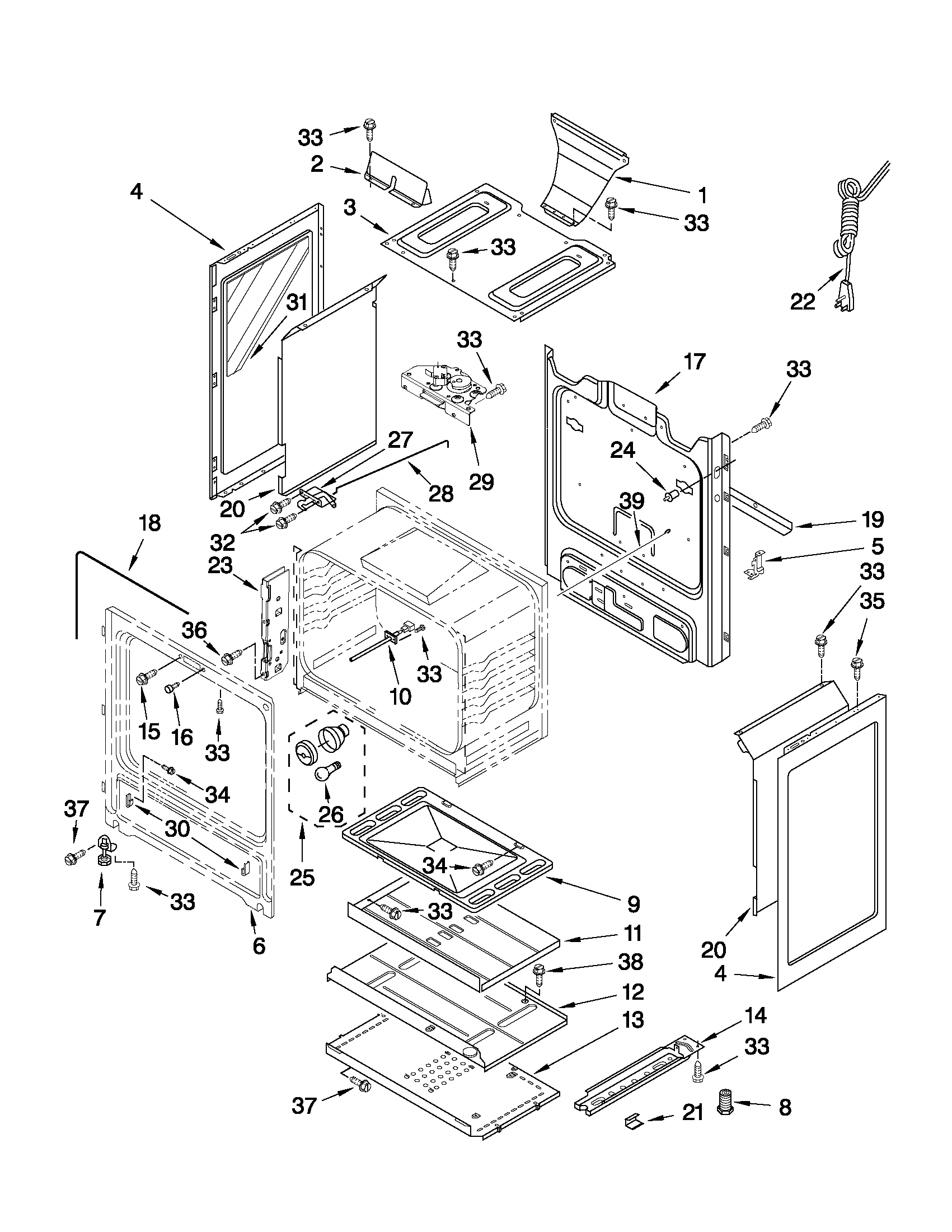 Whirlpool WFG374LVQ2 chassis parts diagram