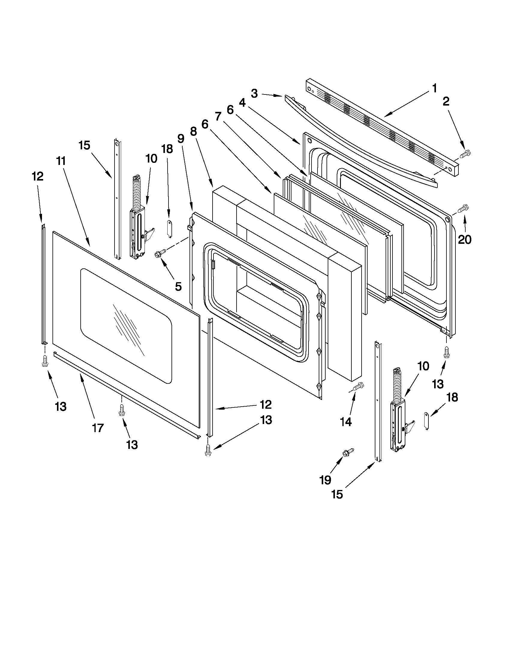 Whirlpool WFG374LVQ2 door parts diagram