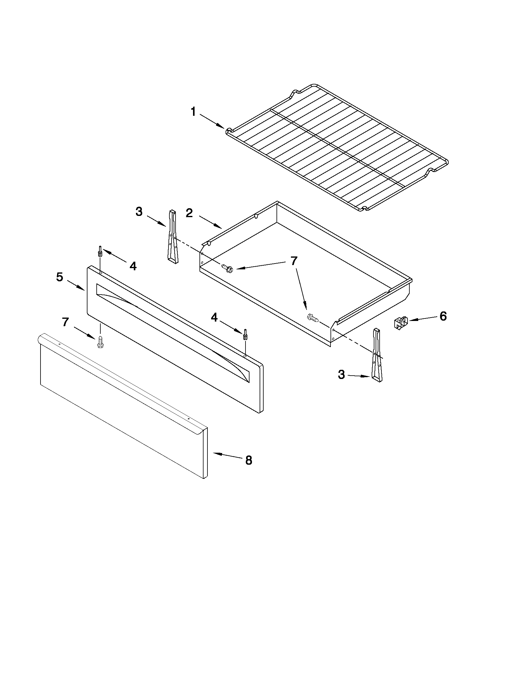 Whirlpool WFG374LVQ2 drawer & broiler parts diagram