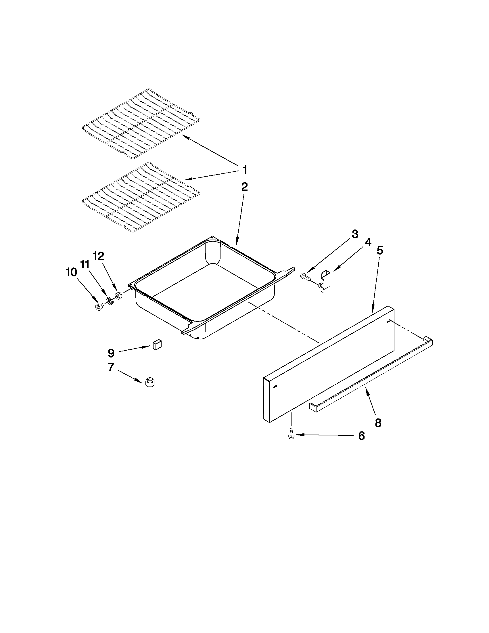 Ikea YISE630VS12 drawer and rack parts diagram