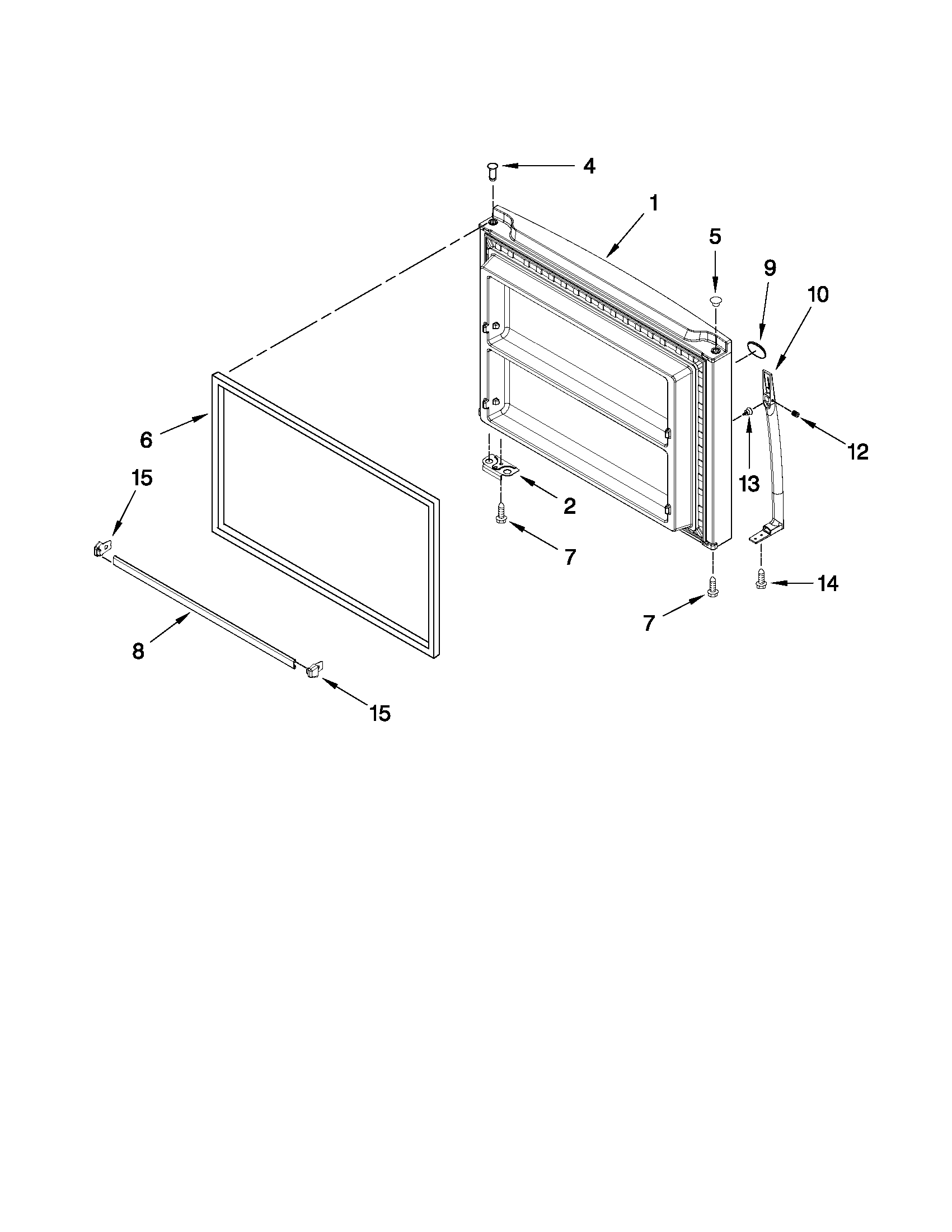 Whirlpool WRT5L1SMYW00 freezer door parts diagram
