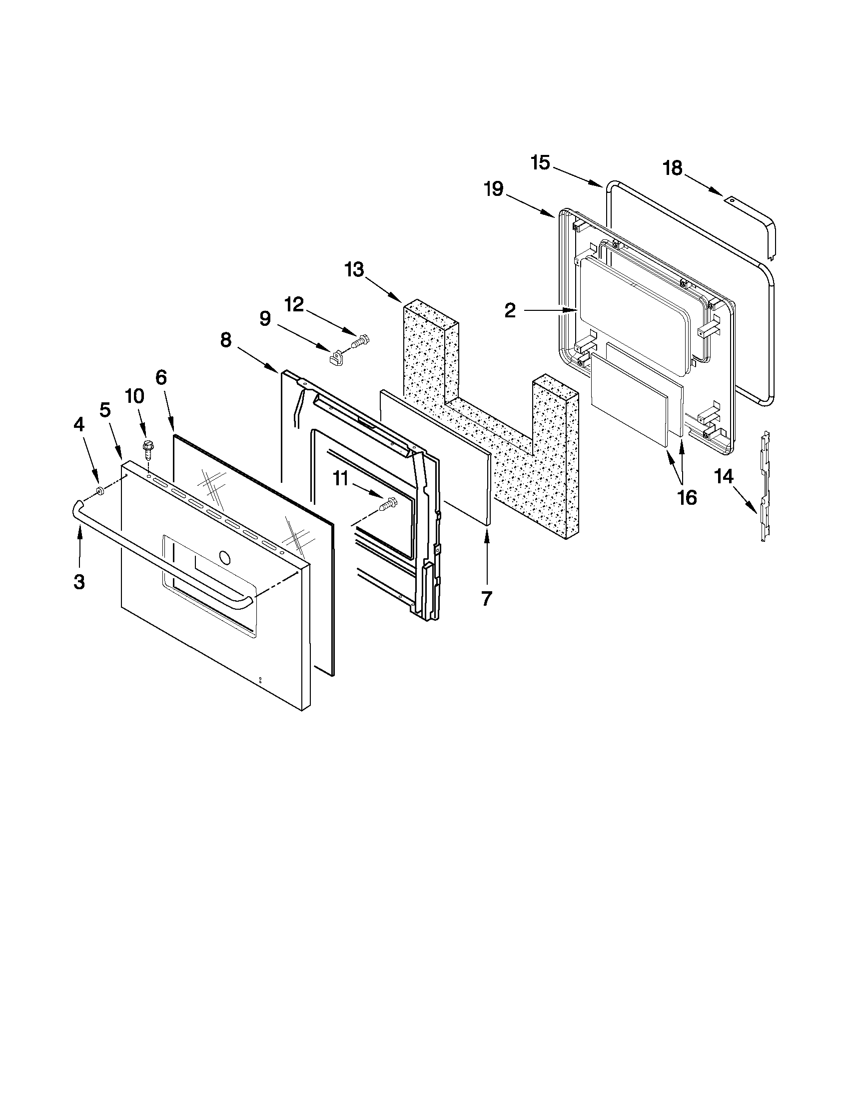 Maytag CWE4800ACS14 oven door parts diagram