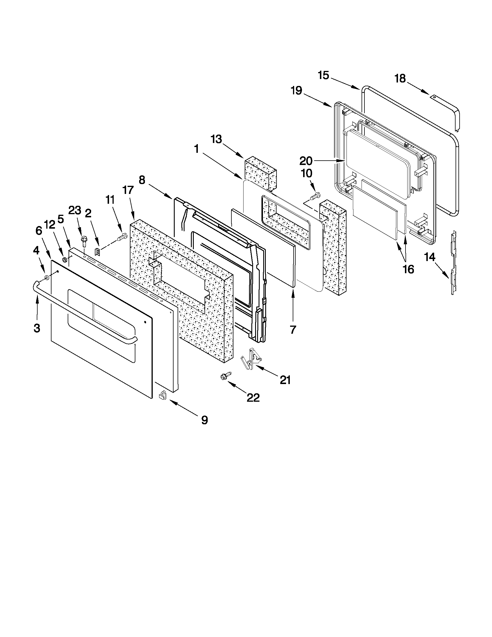 Maytag CWE5800ACS14 upper oven door parts diagram