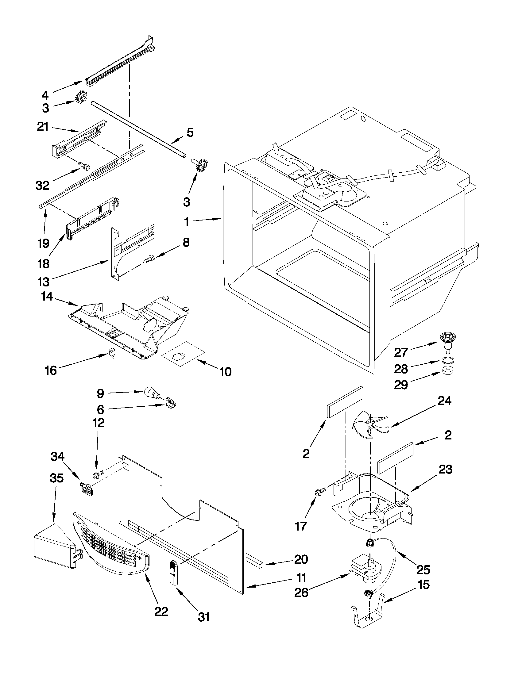 Jenn-Air JFC2089WTB4 freezer liner parts diagram