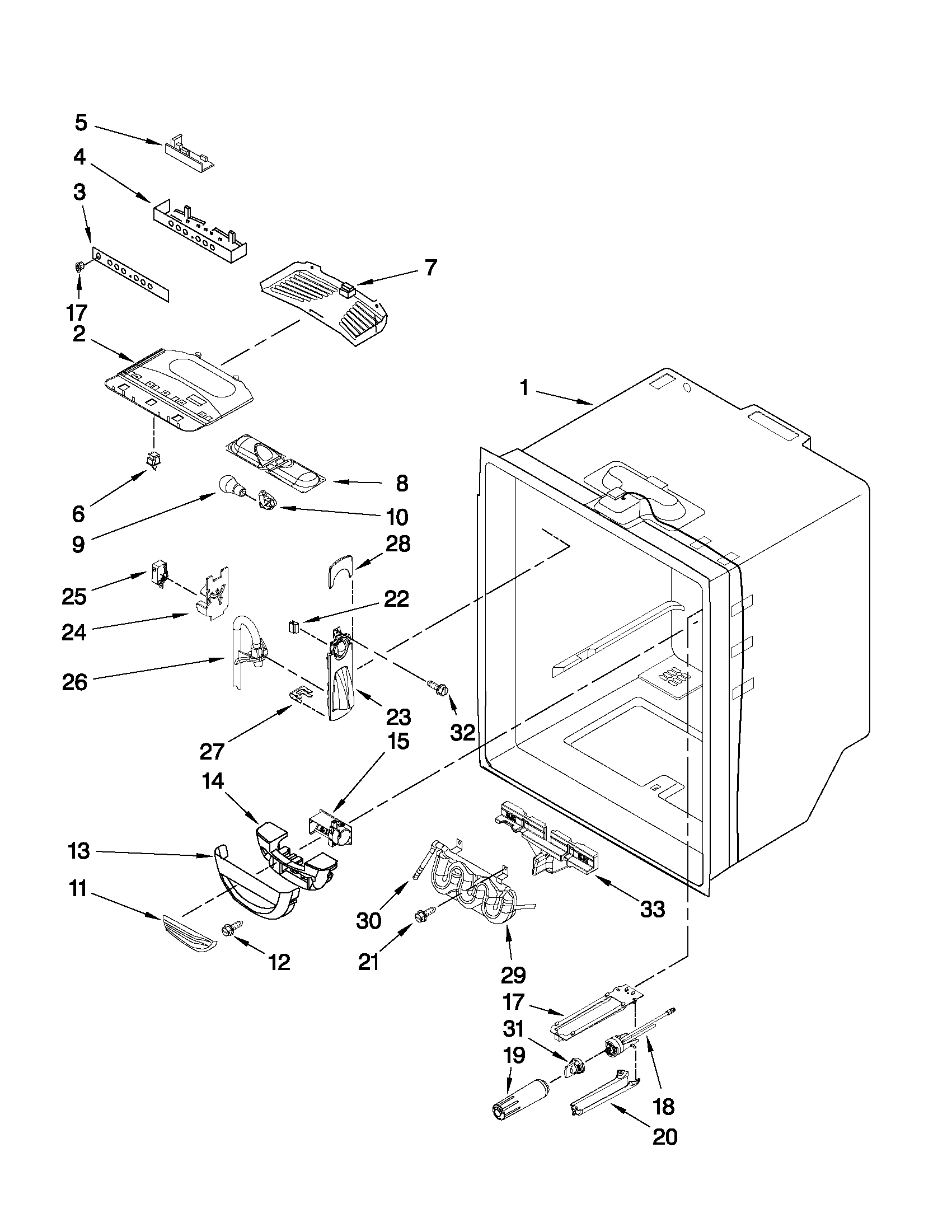 Jenn-Air JFC2089WTB4 refrigerator liner parts diagram
