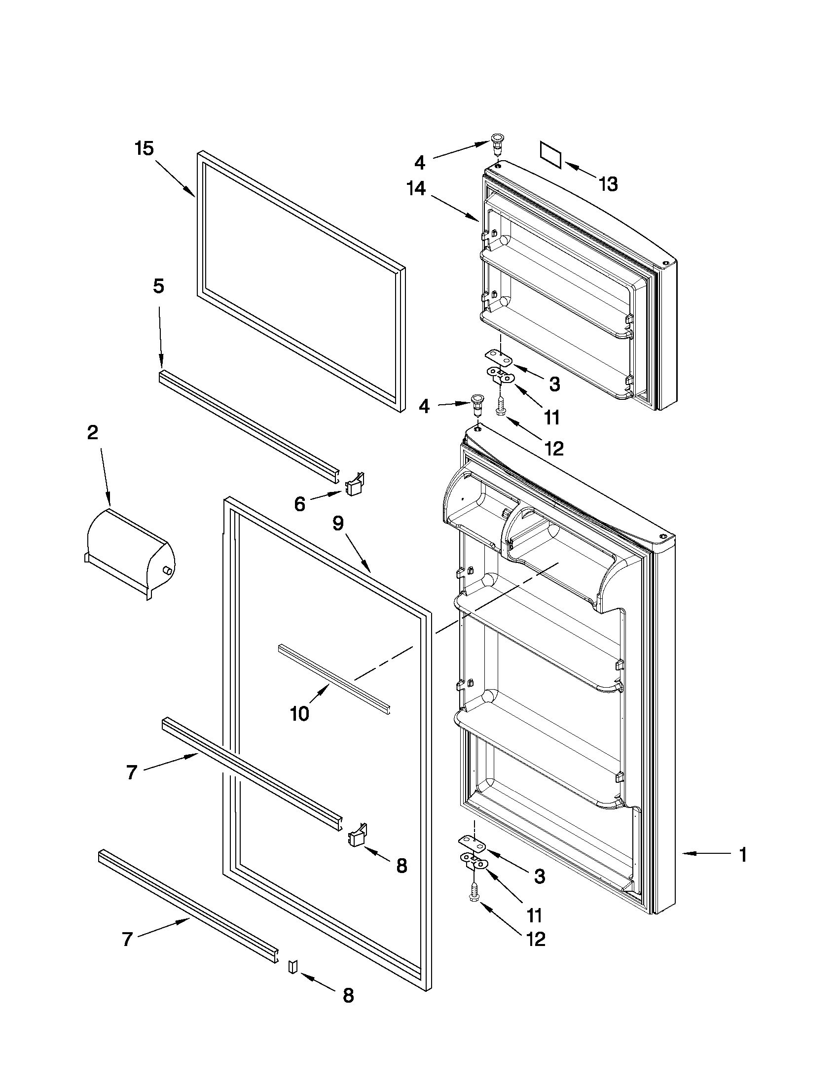 Amana A8RXNGMWB02 door parts diagram