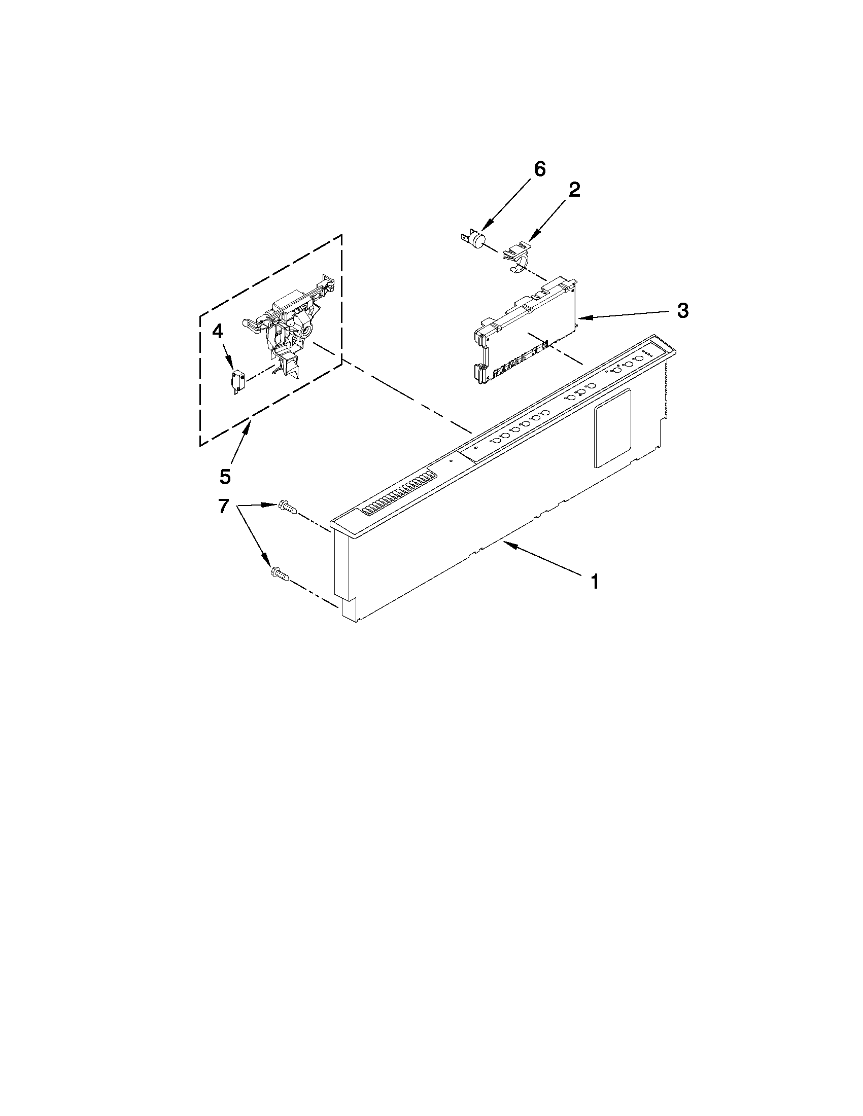Whirlpool GU3200XTXY4 control panel and latch parts diagram