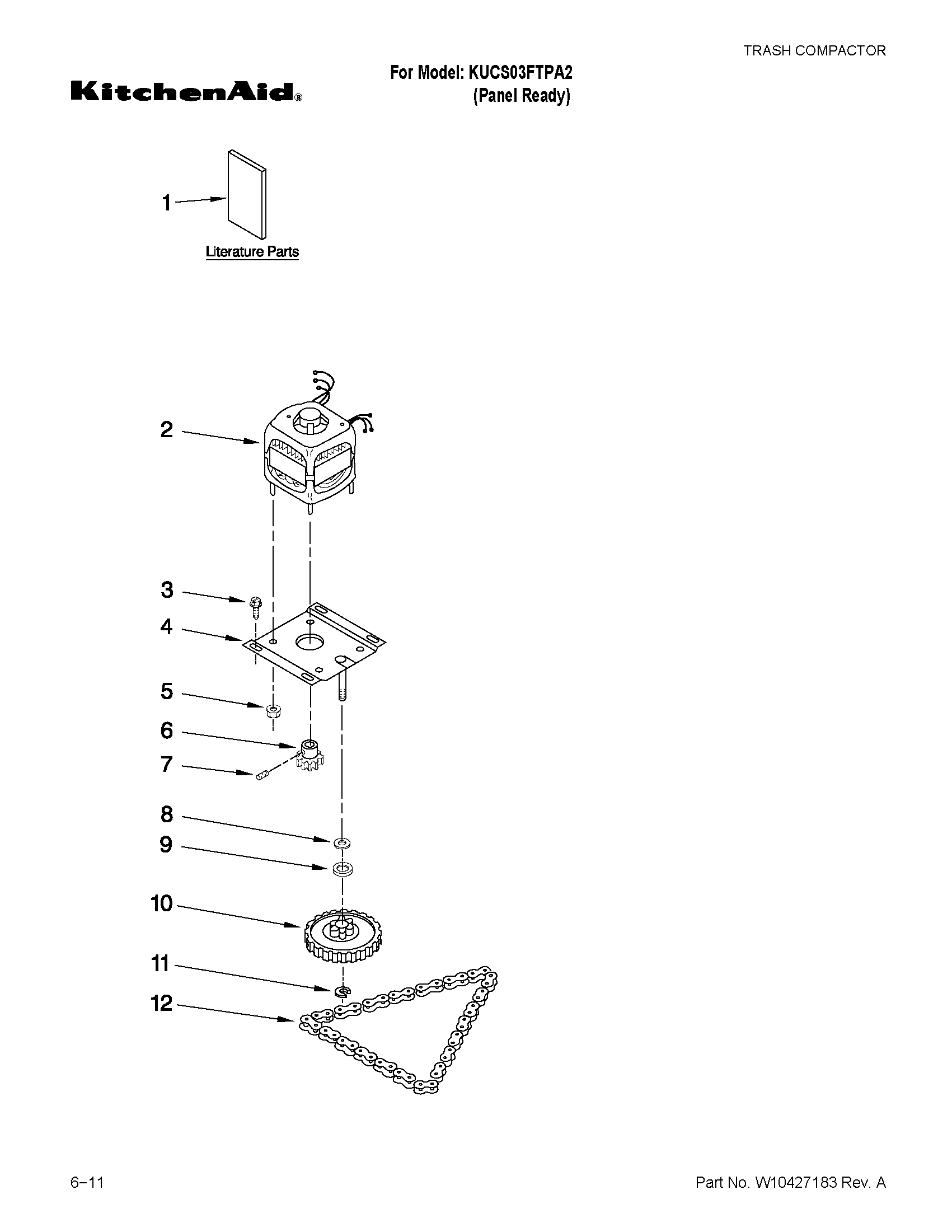 KitchenAid KUCS03FTPA2 motor and drive parts diagram