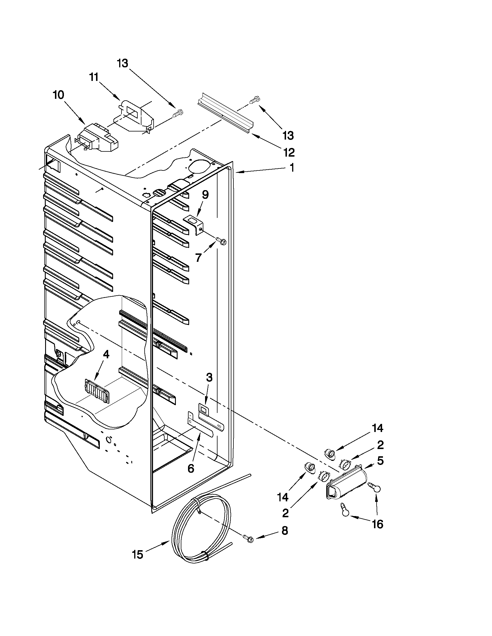 Whirlpool BRS70FRANA01 refrigerator liner parts diagram