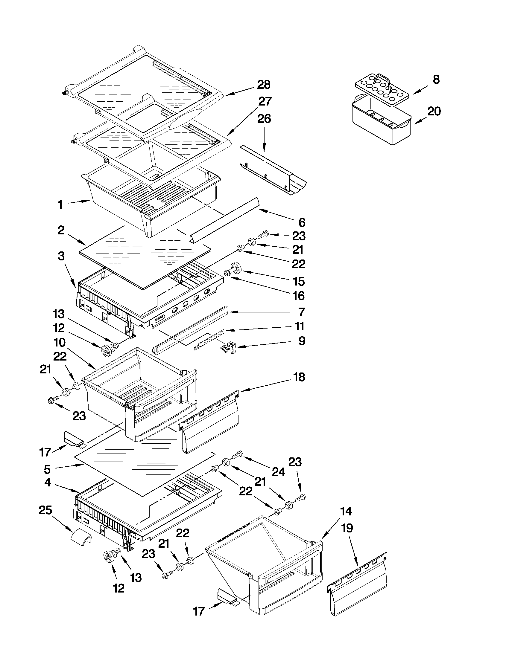 Whirlpool BRS70FRANA01 refrigerator shelf parts diagram