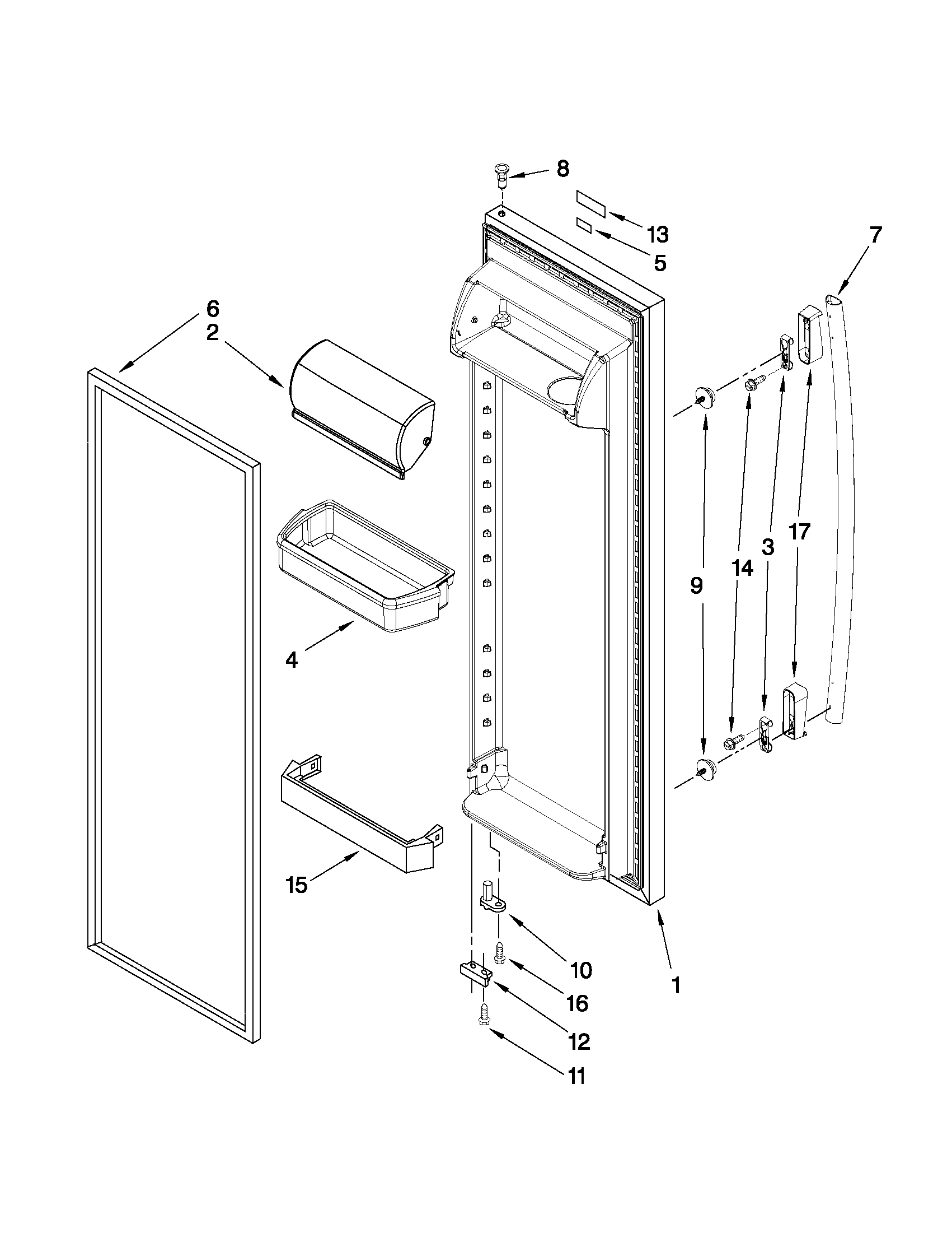 Whirlpool BRS70FRANA01 refrigerator door parts diagram