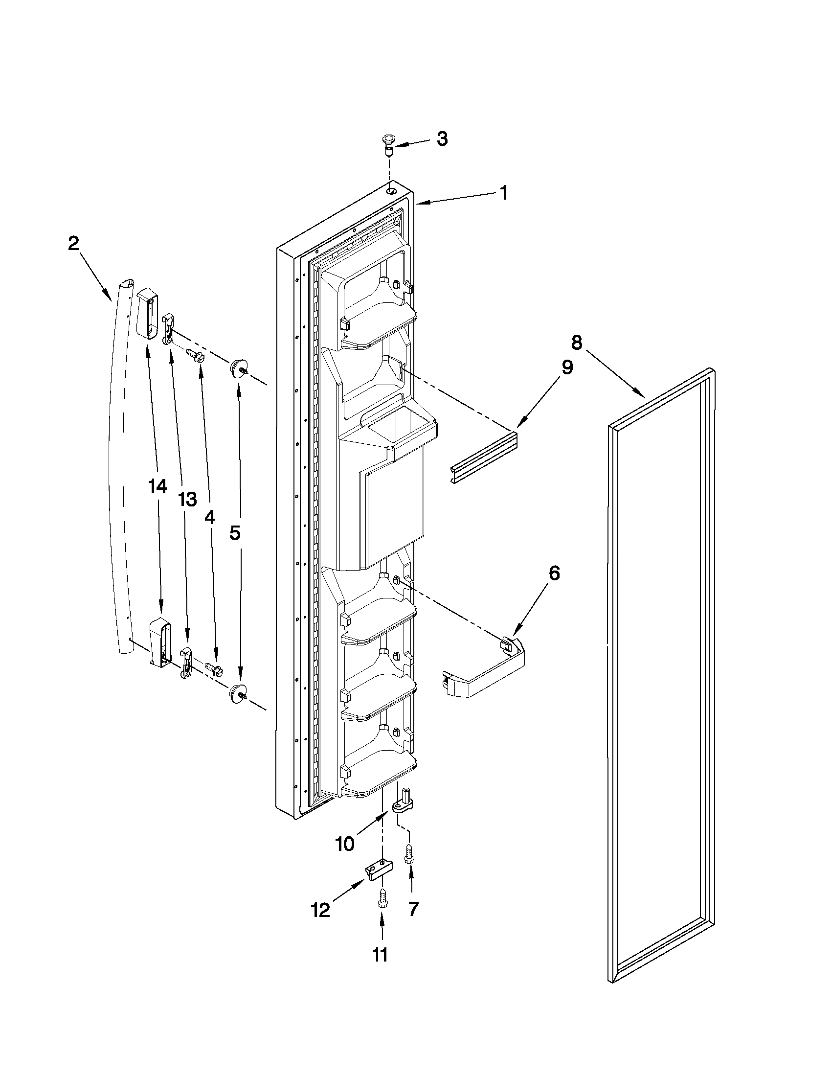 Whirlpool BRS70FRANA01 freezer door parts diagram