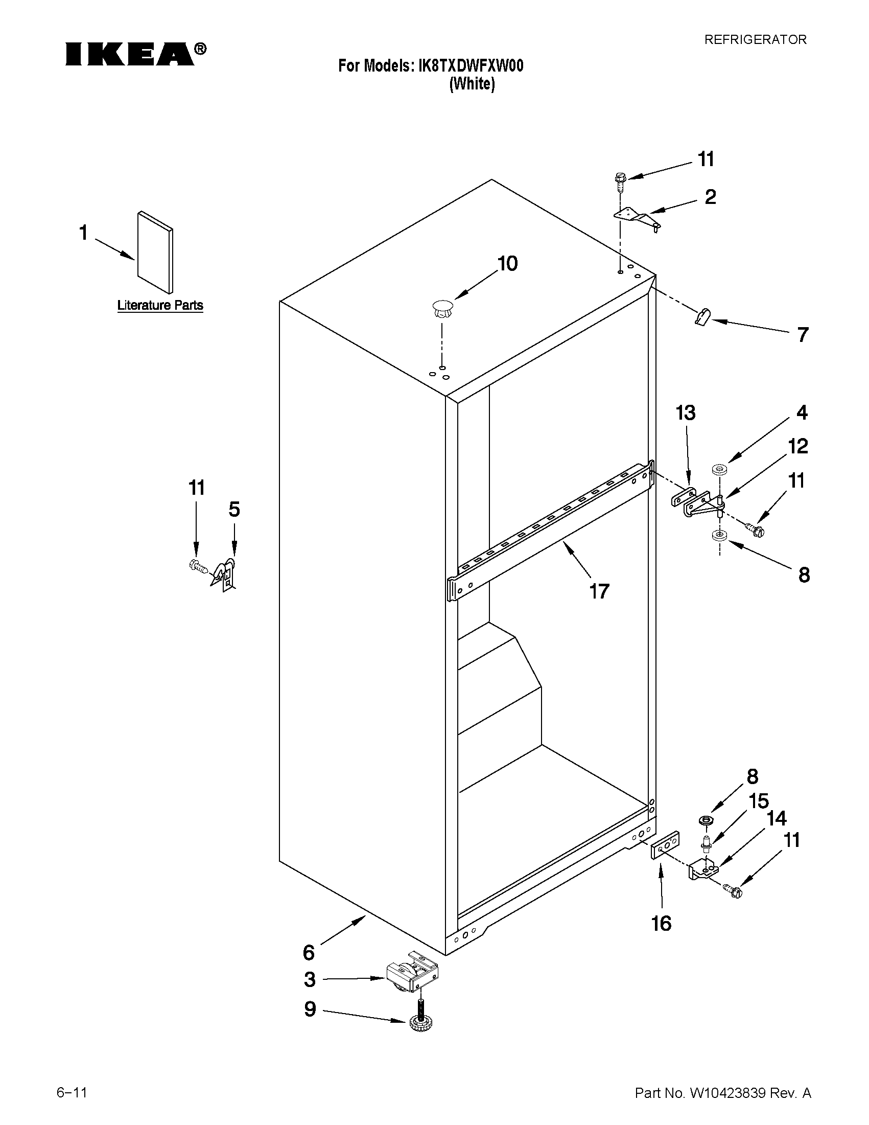Ikea IK8TXDWFXW00 cabinet parts diagram