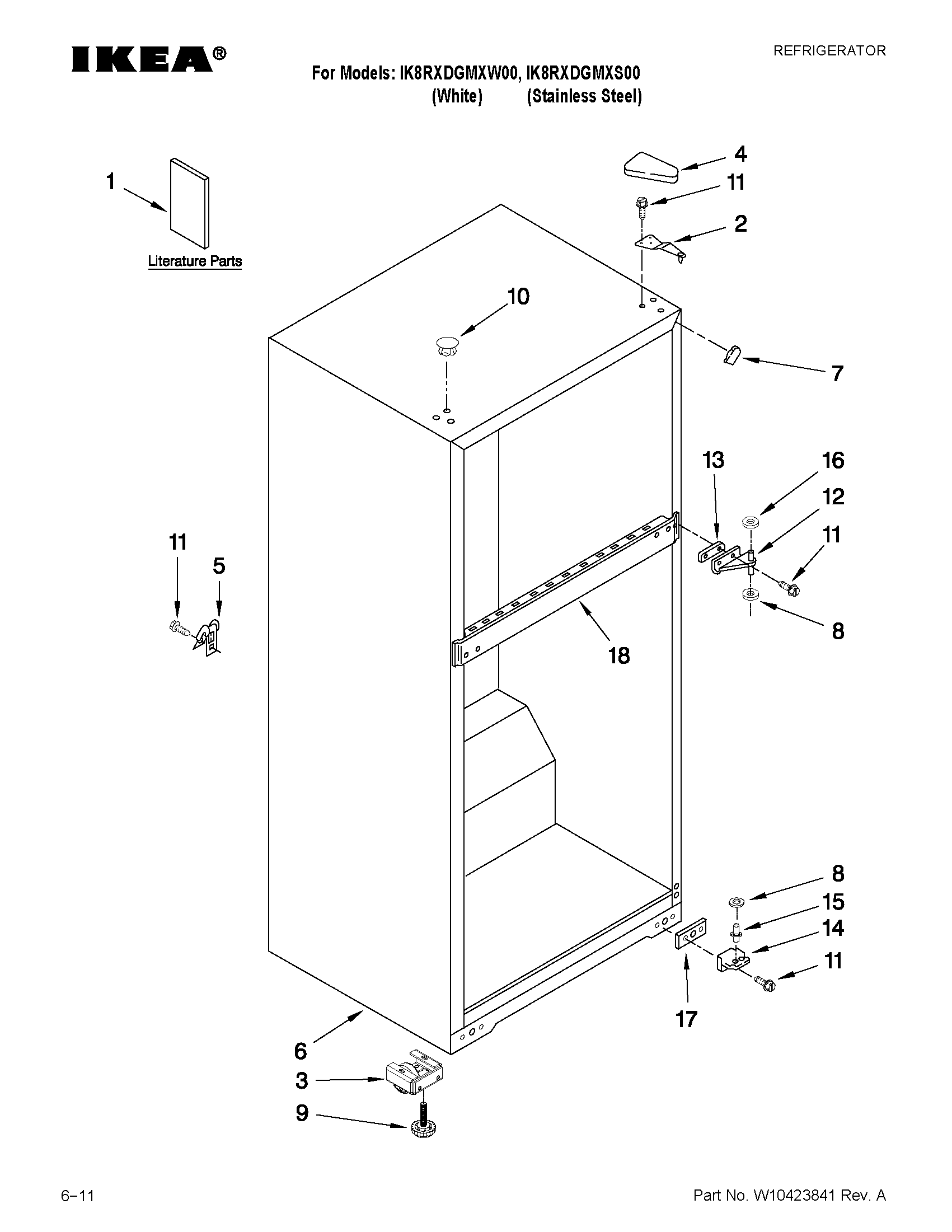 Ikea IK8RXDGMXS00 cabinet parts diagram