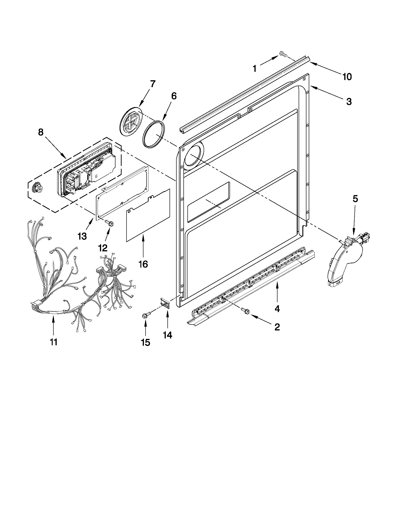 KitchenAid KUDS30CXSS4 inner door parts diagram