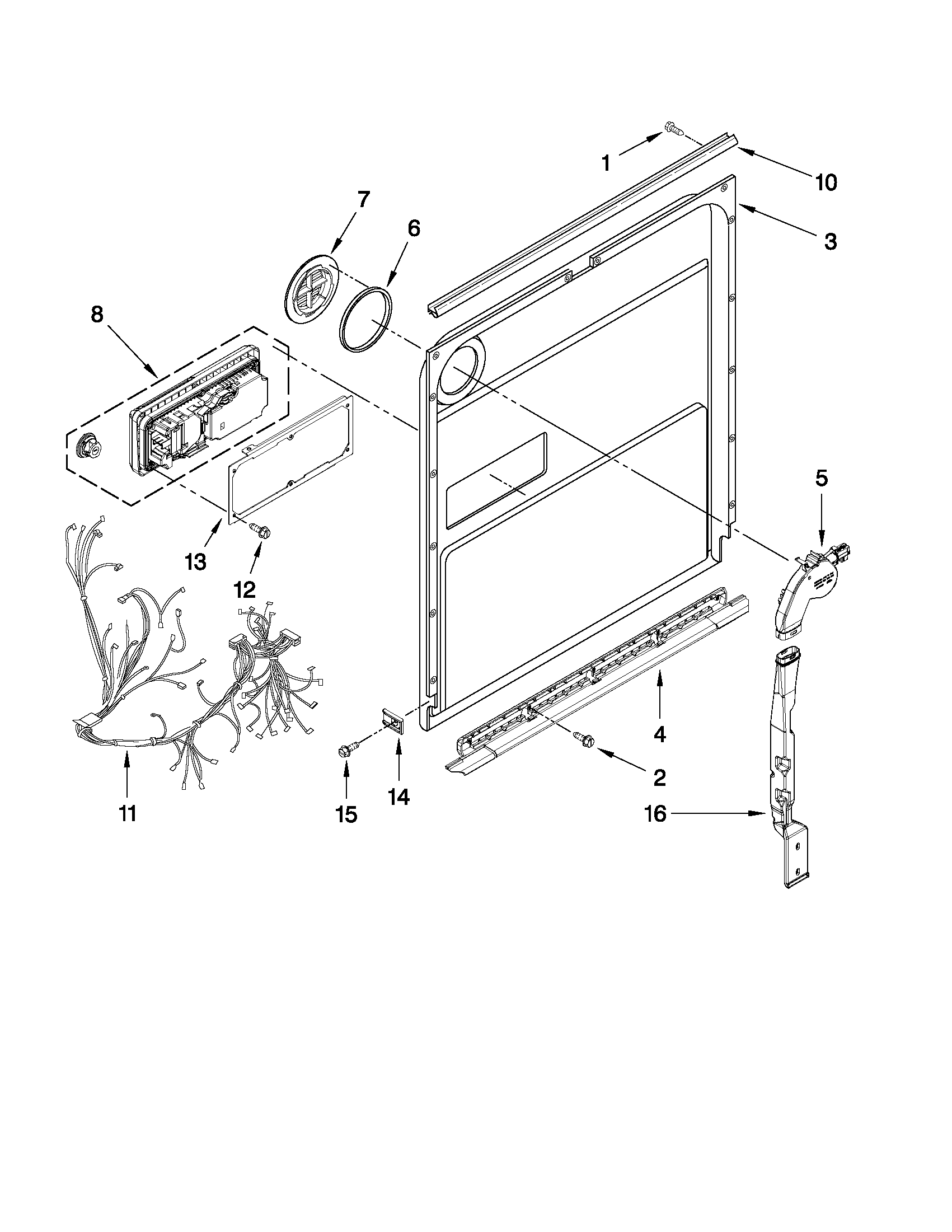 KitchenAid KUDE60FXBL3 inner door parts diagram