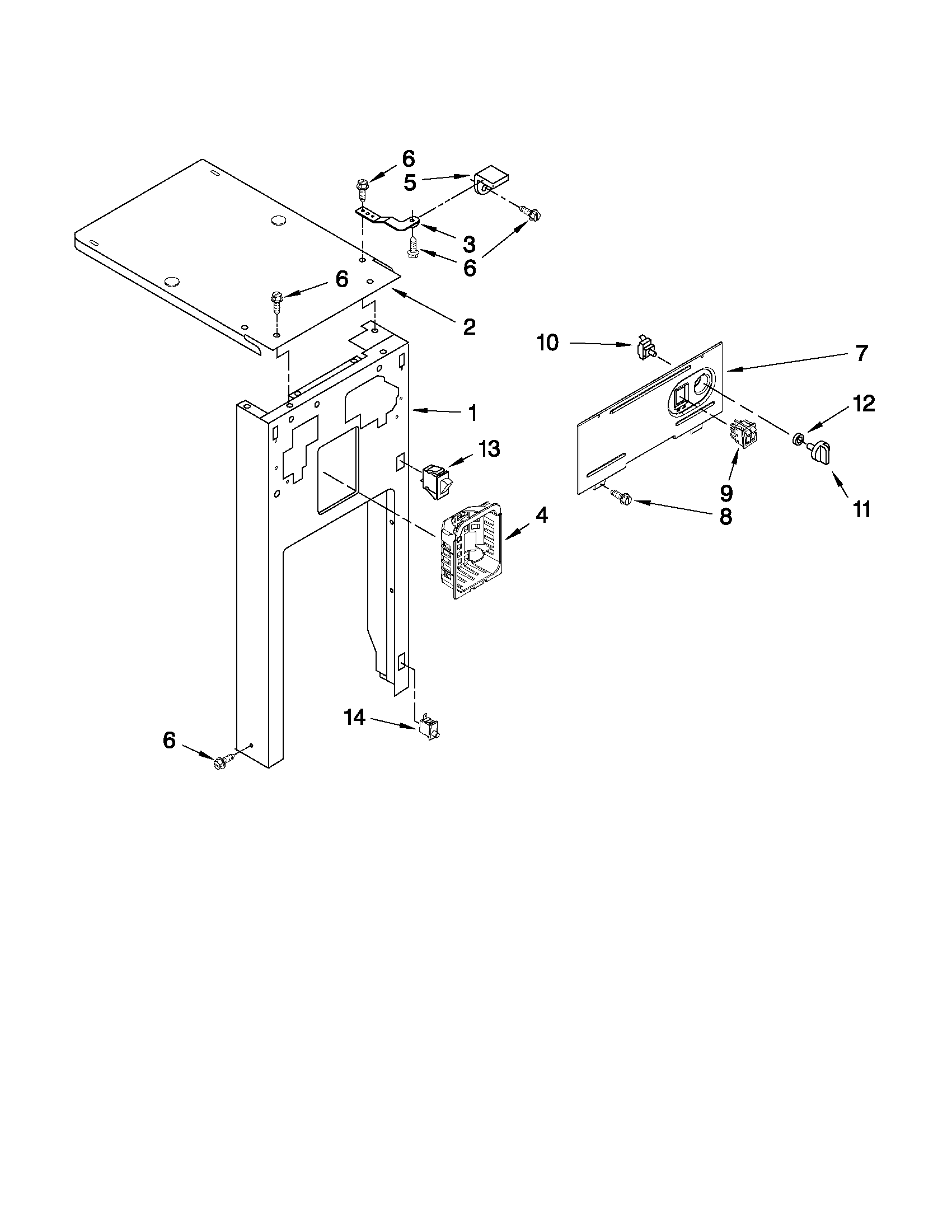 Whirlpool TU950QPXB1 panel and control parts diagram