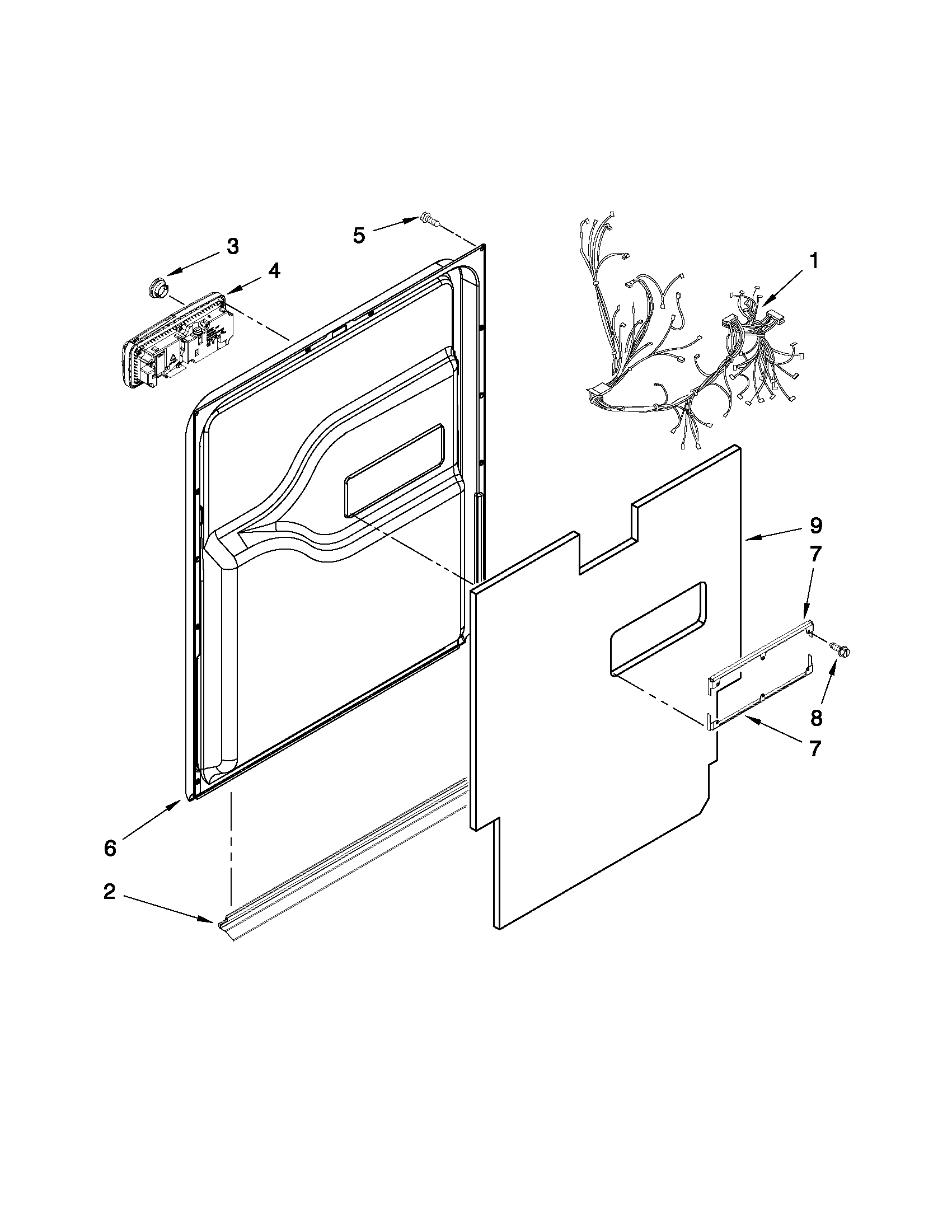 Jenn-Air JDB1275AWF0 door and latch parts diagram