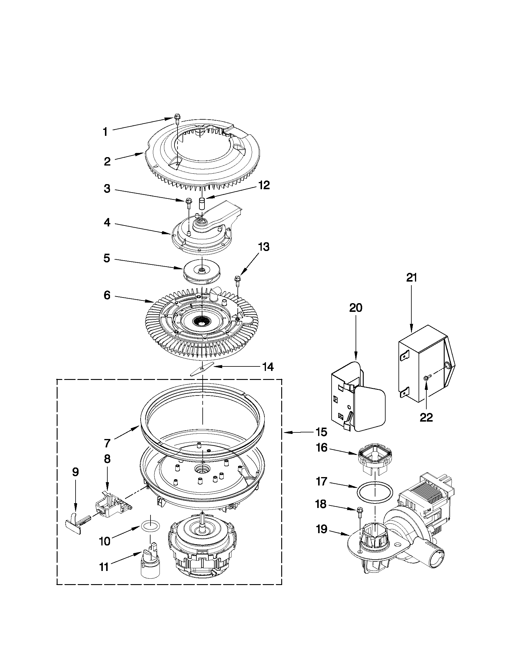 Jenn-Air JDB1275AWF0 pump and motor parts diagram
