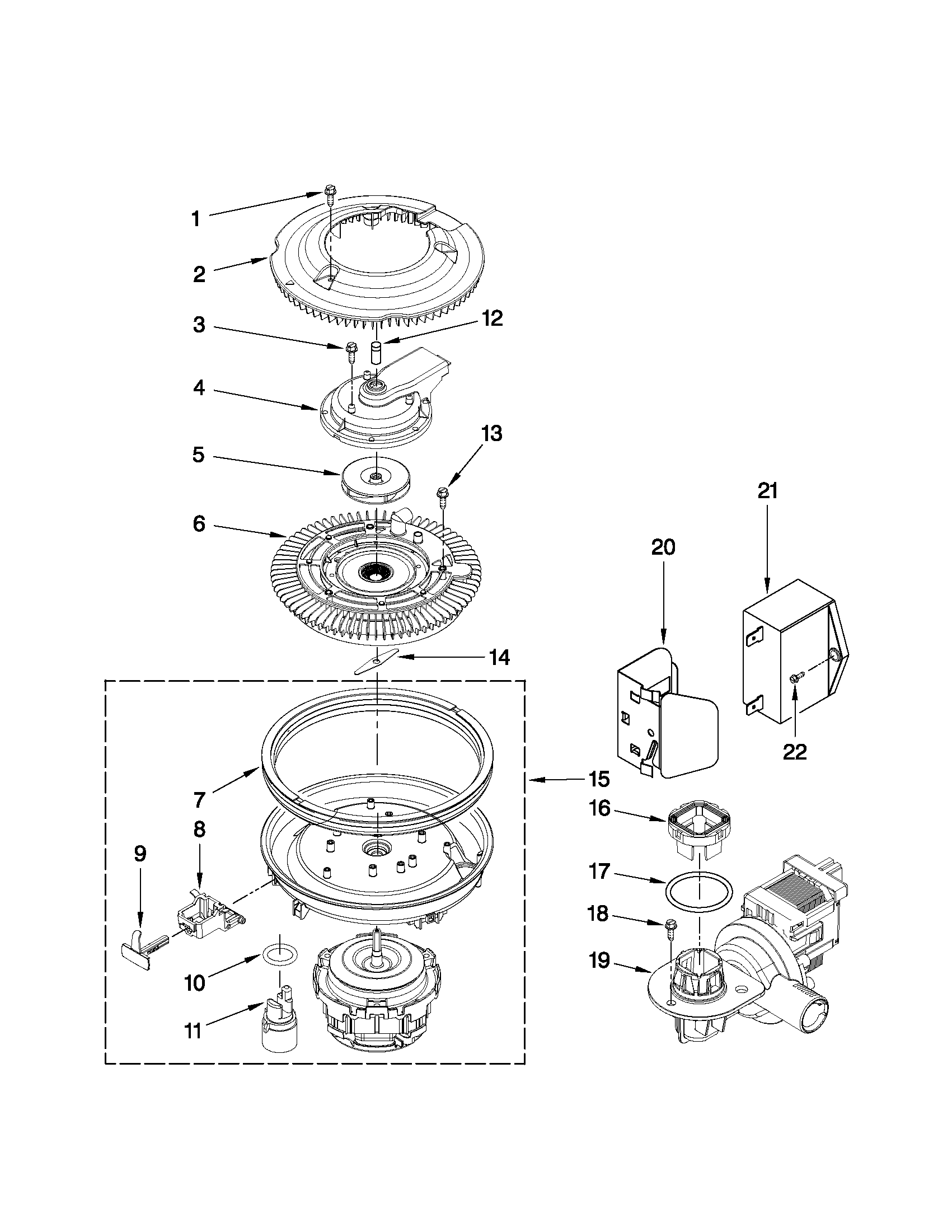 Jenn-Air JDB1275AWY1 pump and motor parts diagram