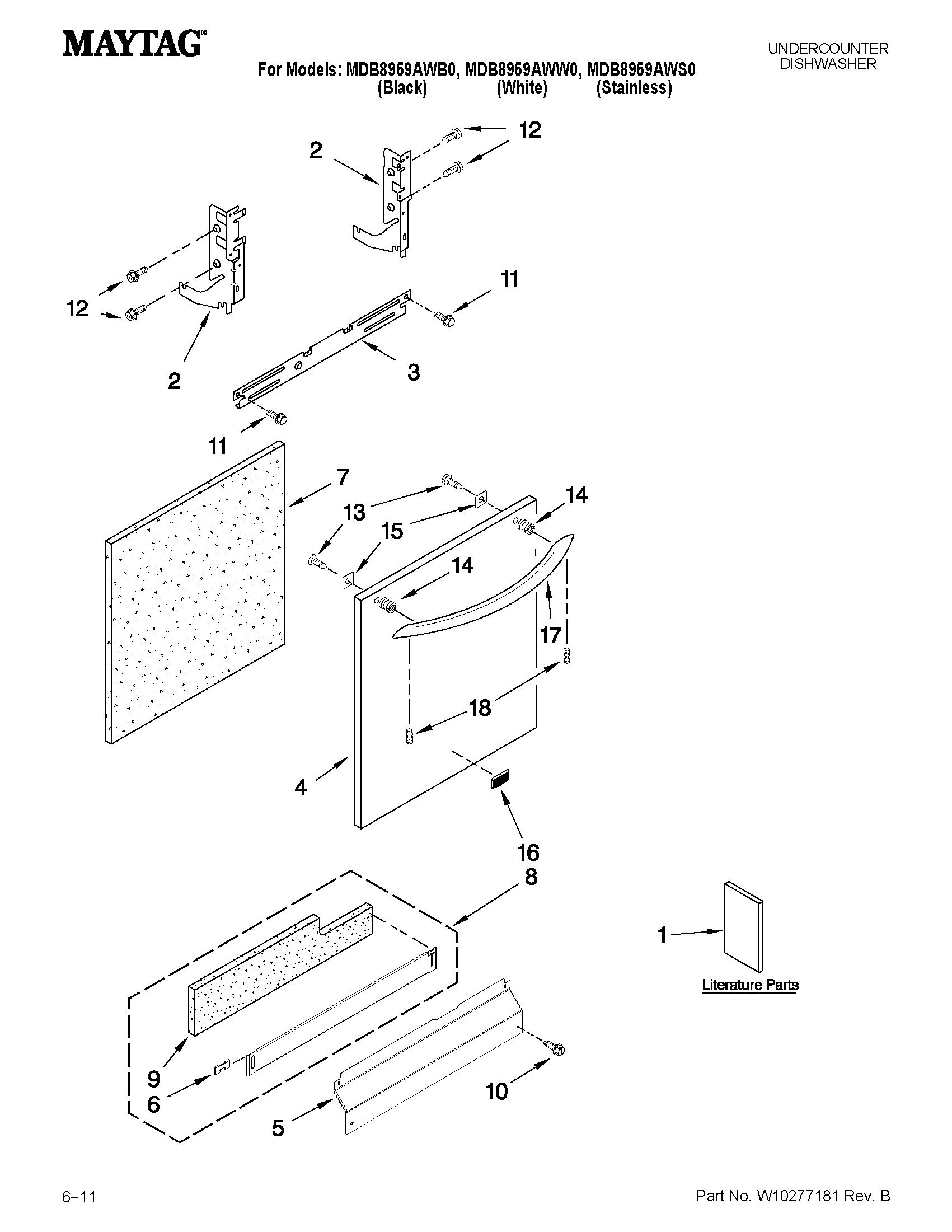 Maytag MDB8959AWW0 door and panel parts diagram
