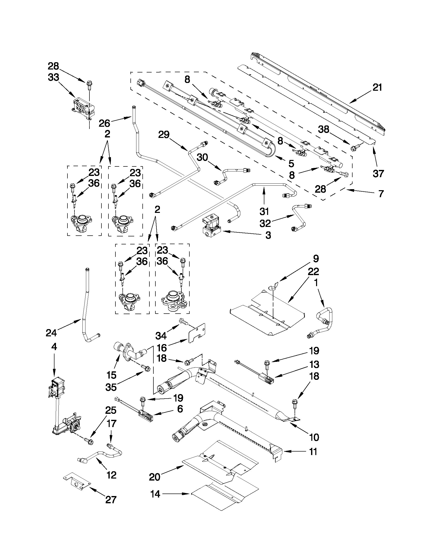 Maytag MGT8655XB01 manifold parts diagram