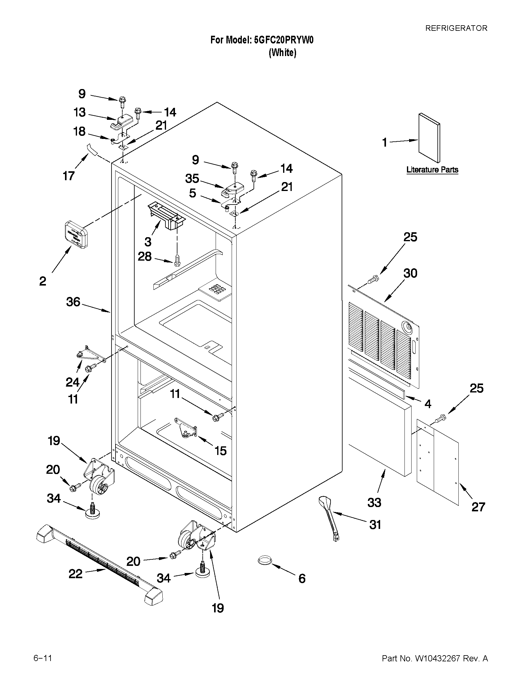 Maytag 5GFC20PRYW0 cabinet parts diagram