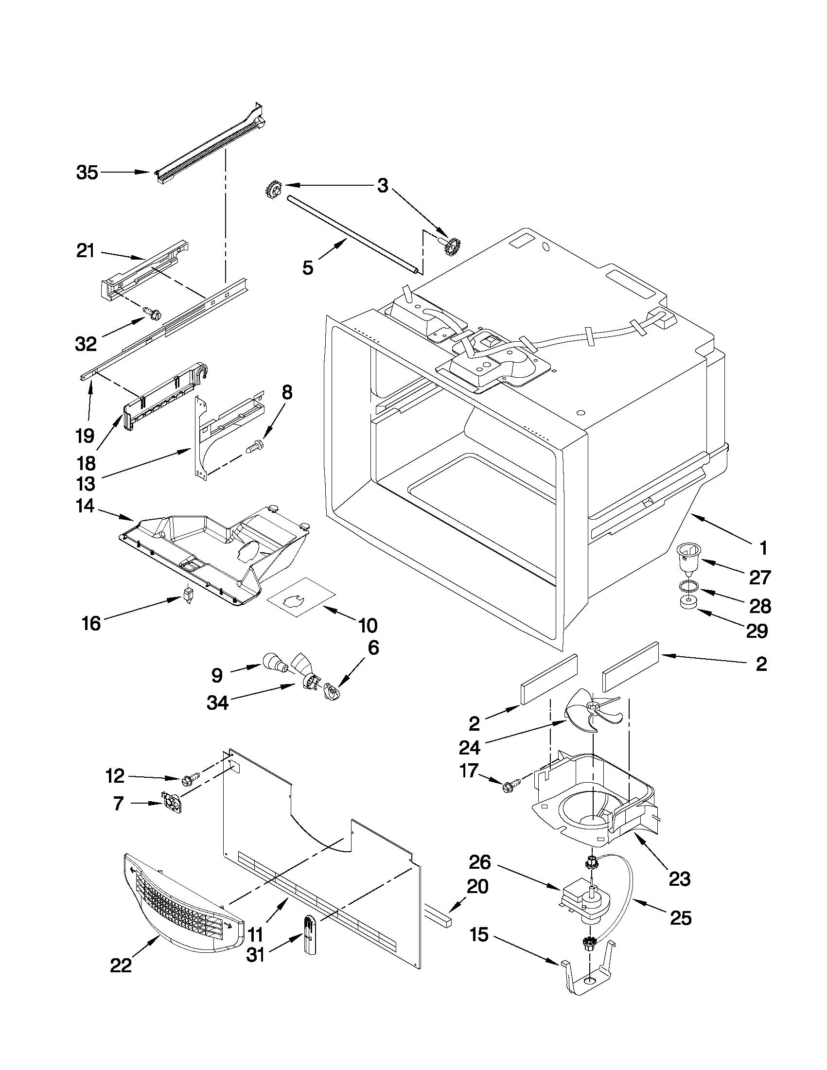 Maytag 5GFC20PRYW0 freezer liner parts diagram