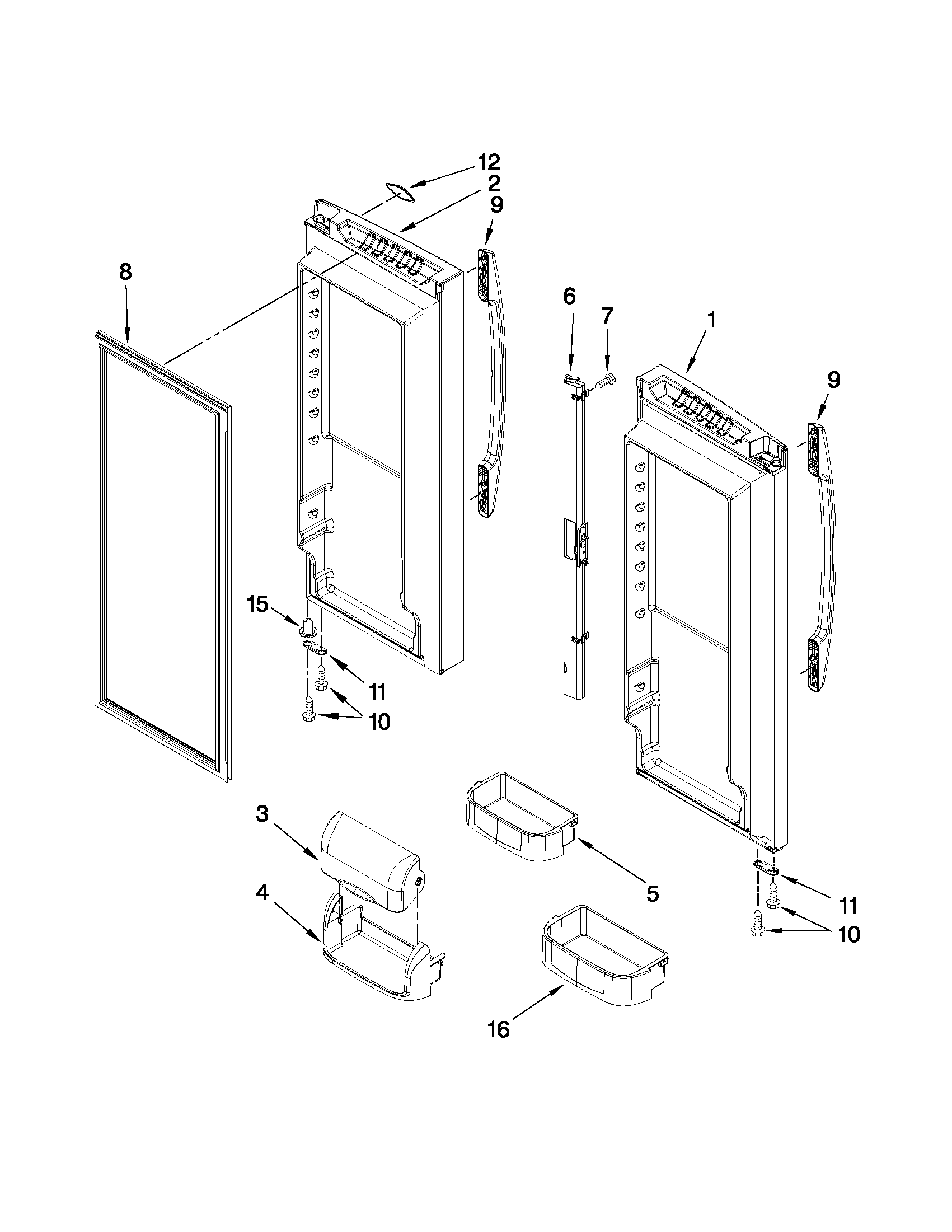 Maytag 5GFC20PRYW0 refrigerator door parts diagram