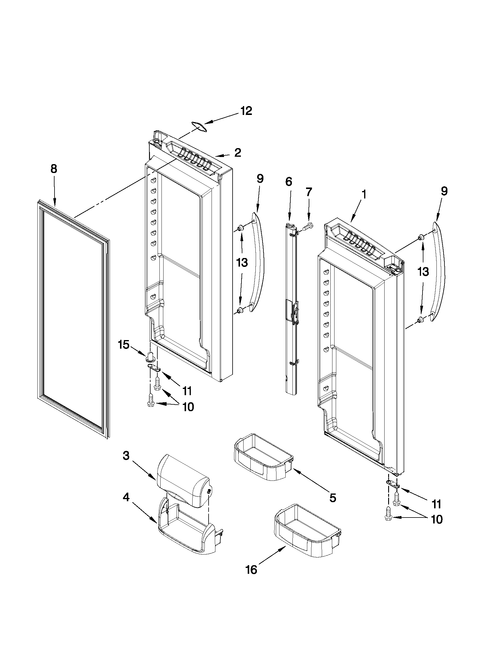Maytag 5GFF25PRYW0 refrigerator door parts diagram