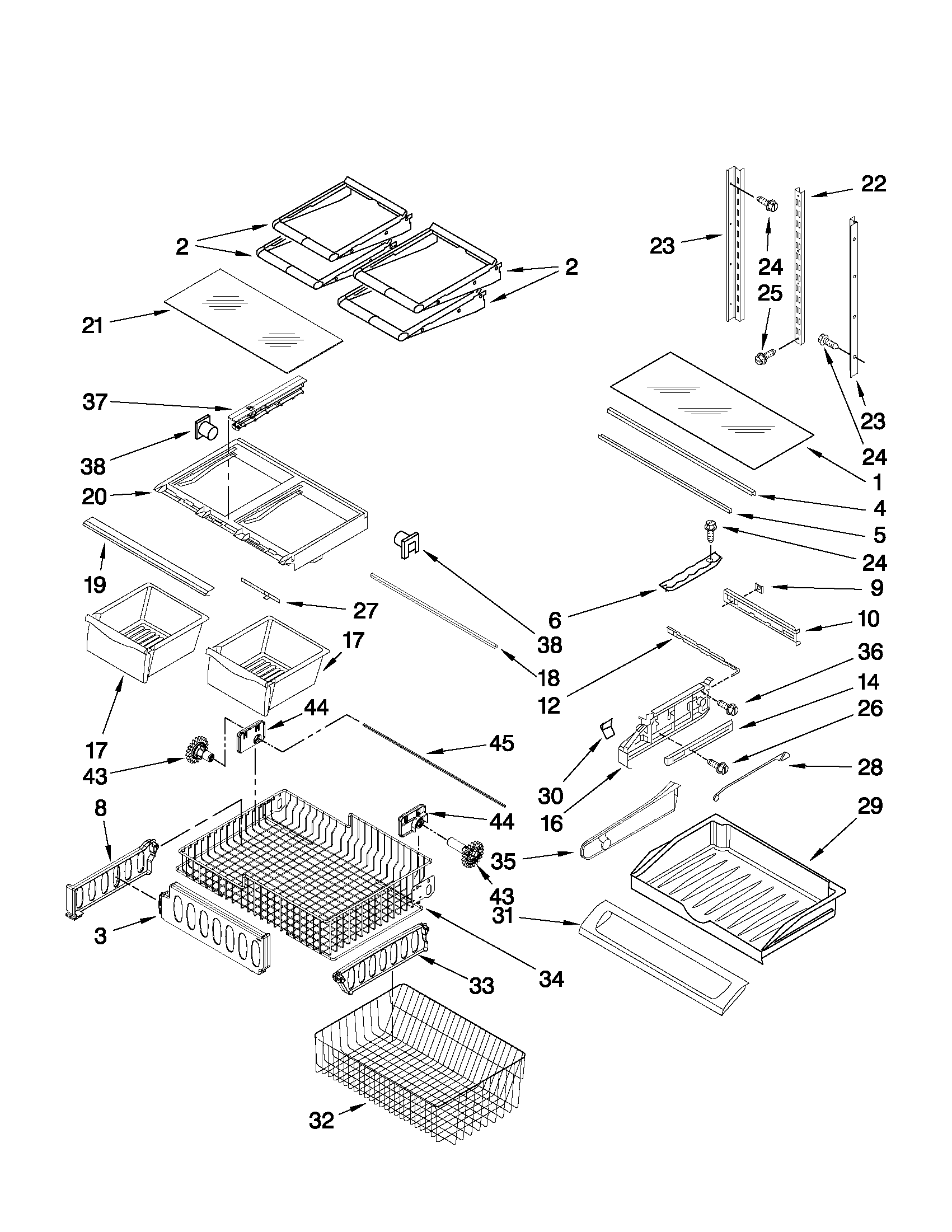 Maytag 5GFF25PRYW0 shelf parts diagram