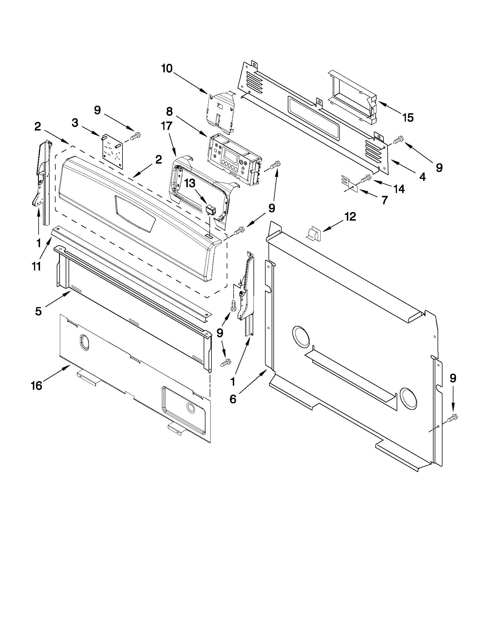Amana AGR6011VDB3 control panel parts diagram