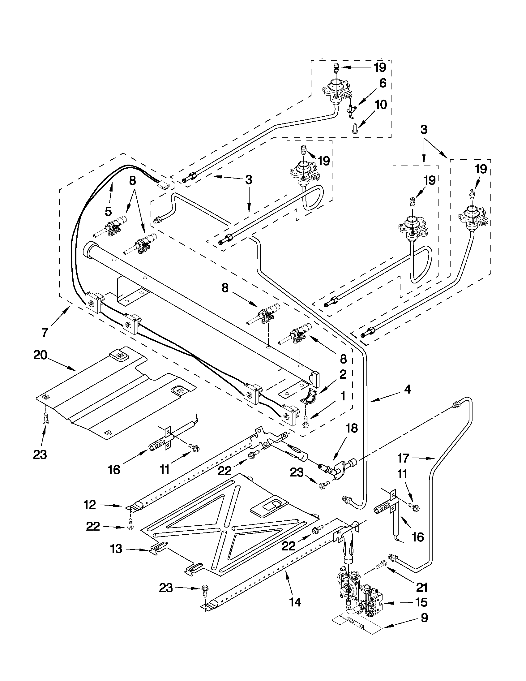 Amana AGR6011VDB3 manifold parts diagram