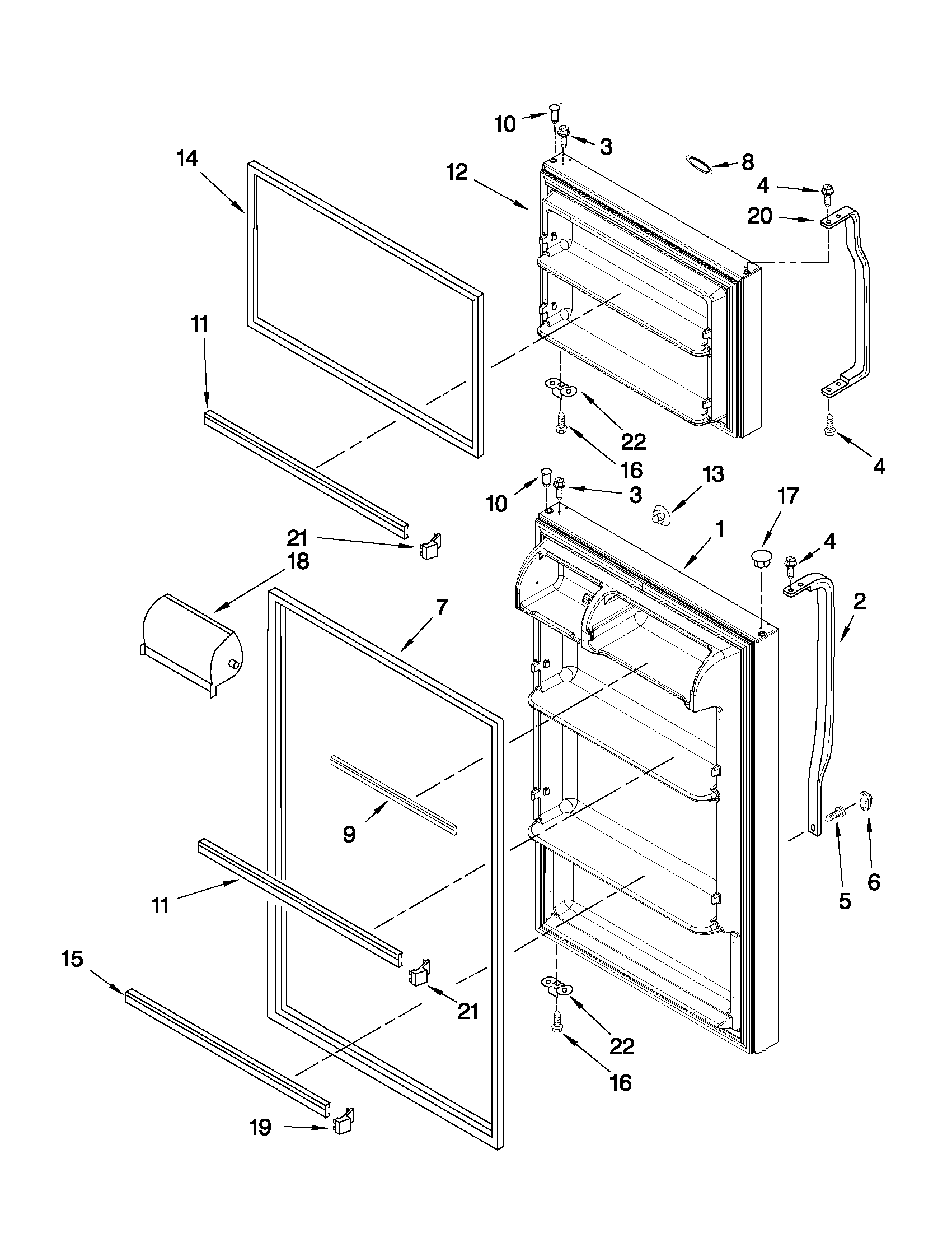 Whirlpool W8TXEWFYB00 door parts diagram
