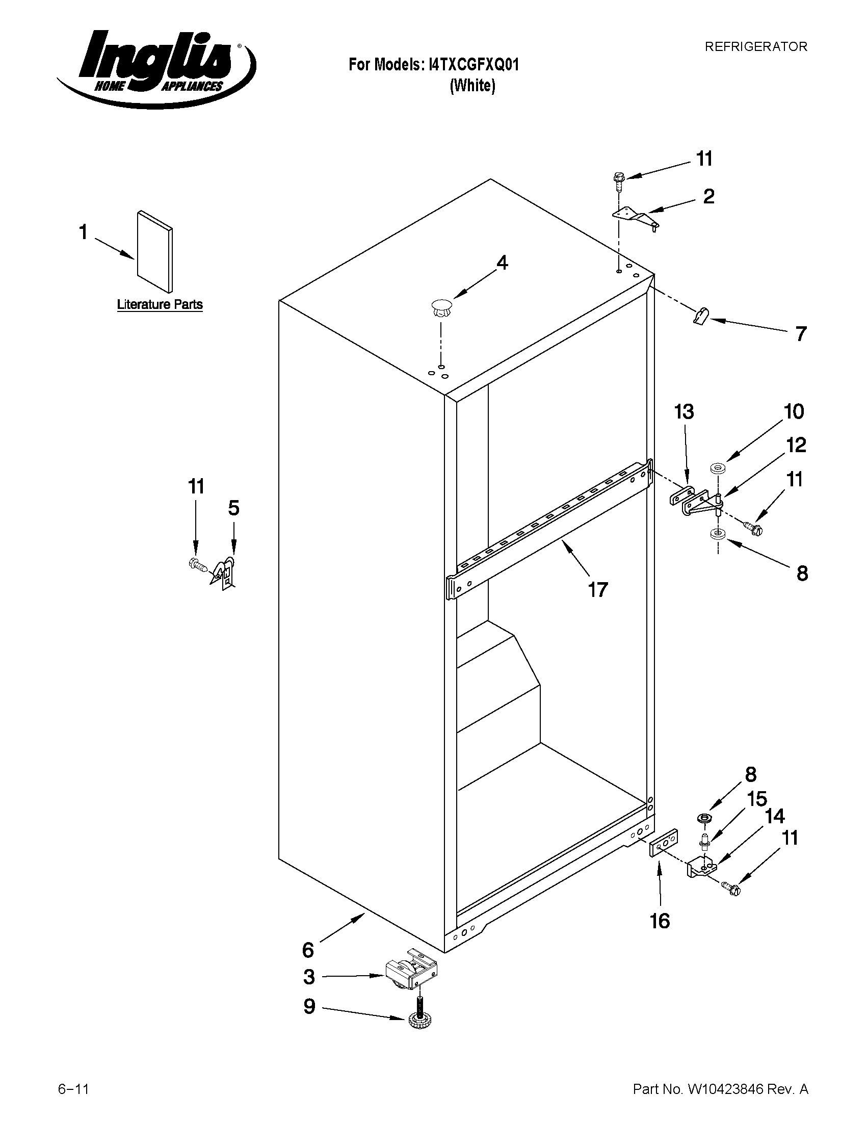 Inglis I4TXCGFXQ01 cabinet parts diagram