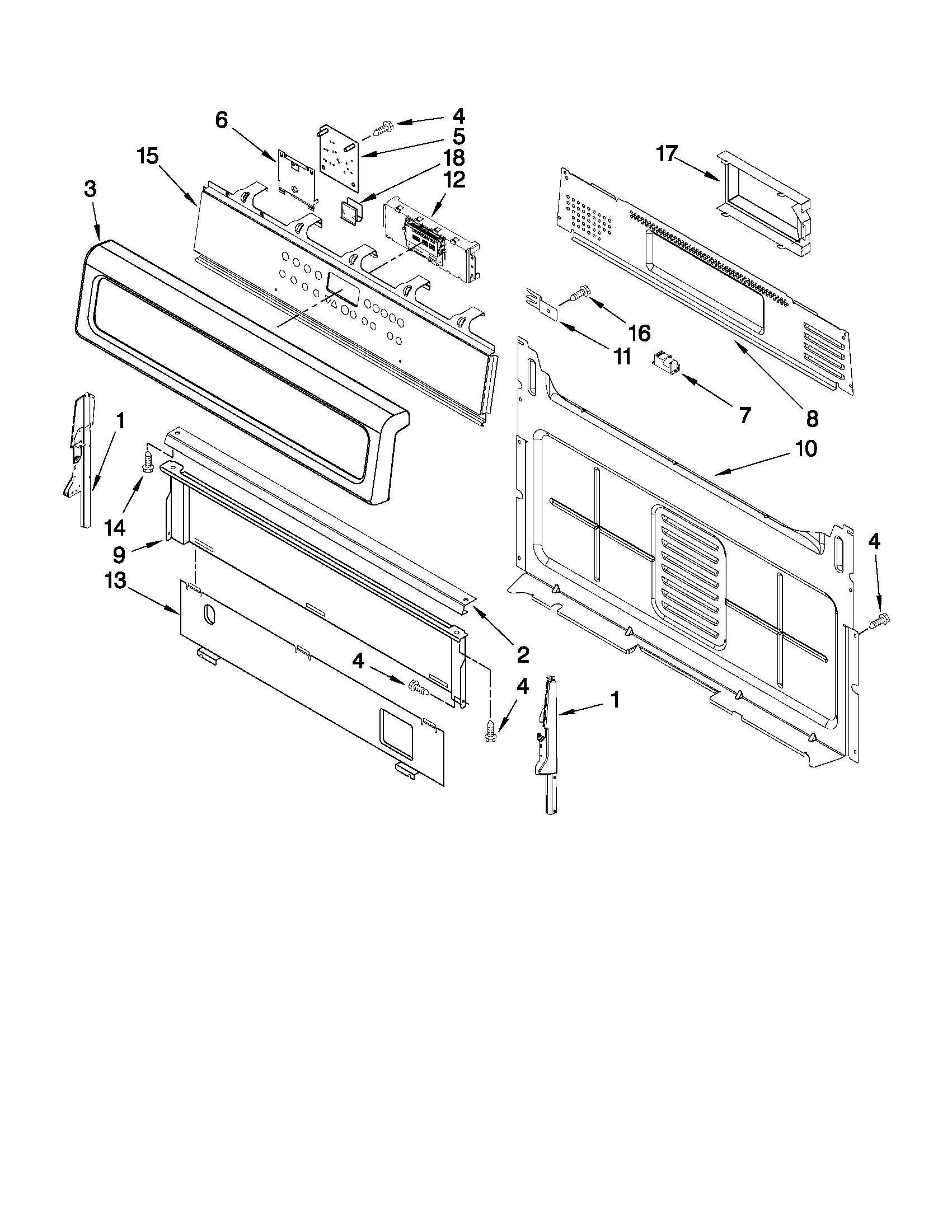 Whirlpool GFG461LVQ3 control panel parts diagram