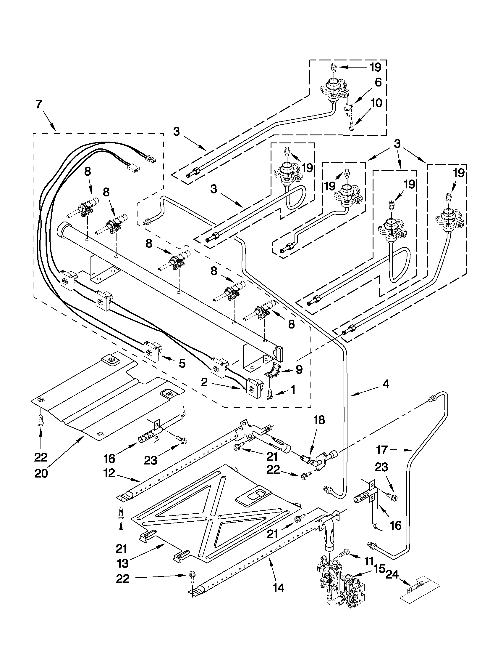 Whirlpool GFG461LVQ3 manifold parts diagram