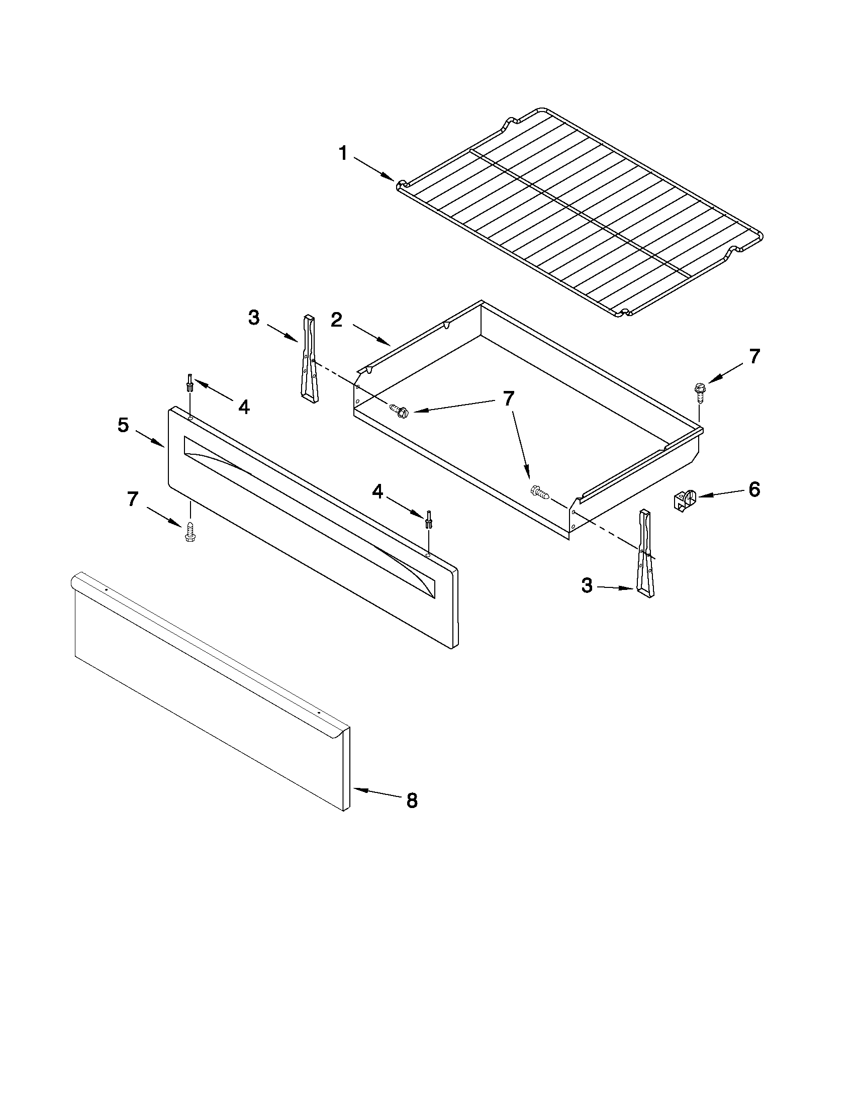 Whirlpool GFG461LVQ3 drawer & broiler parts diagram