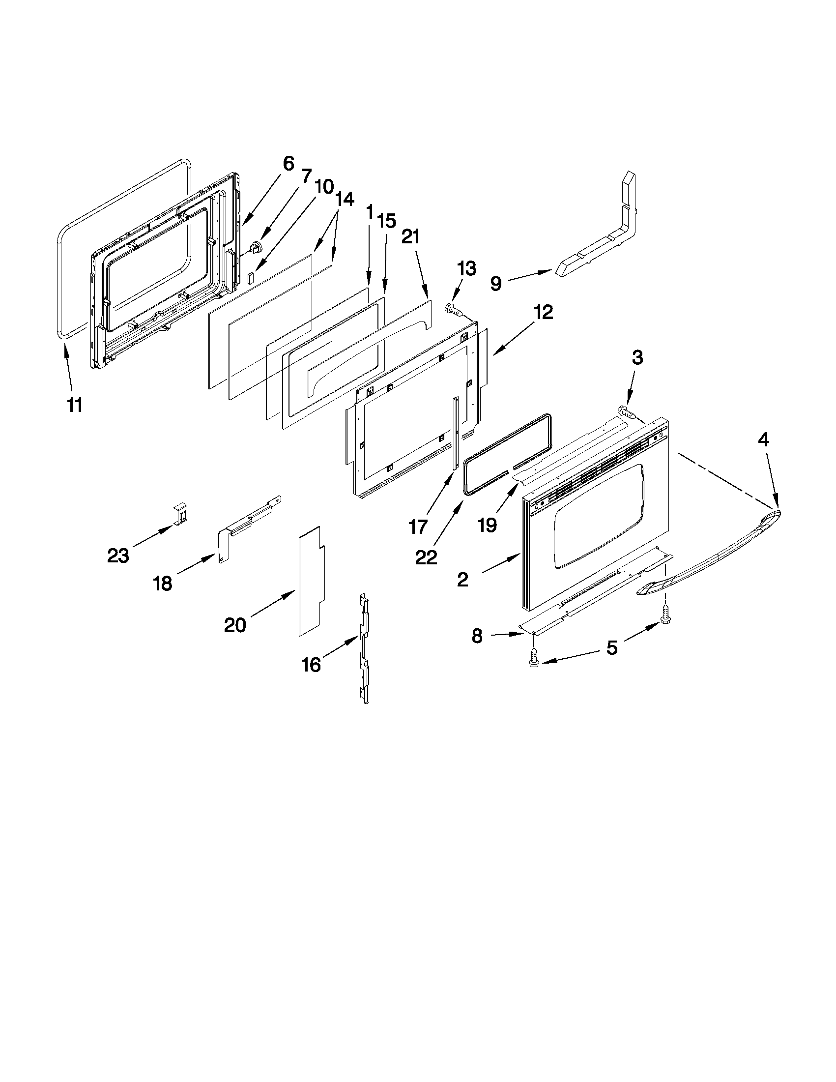 Maytag MGS5875BDS22 door parts diagram