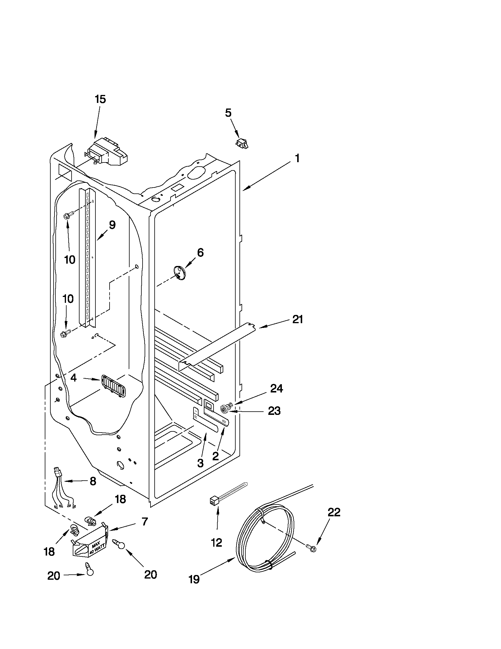 Whirlpool GD2SHAXNL00 refrigerator liner parts diagram