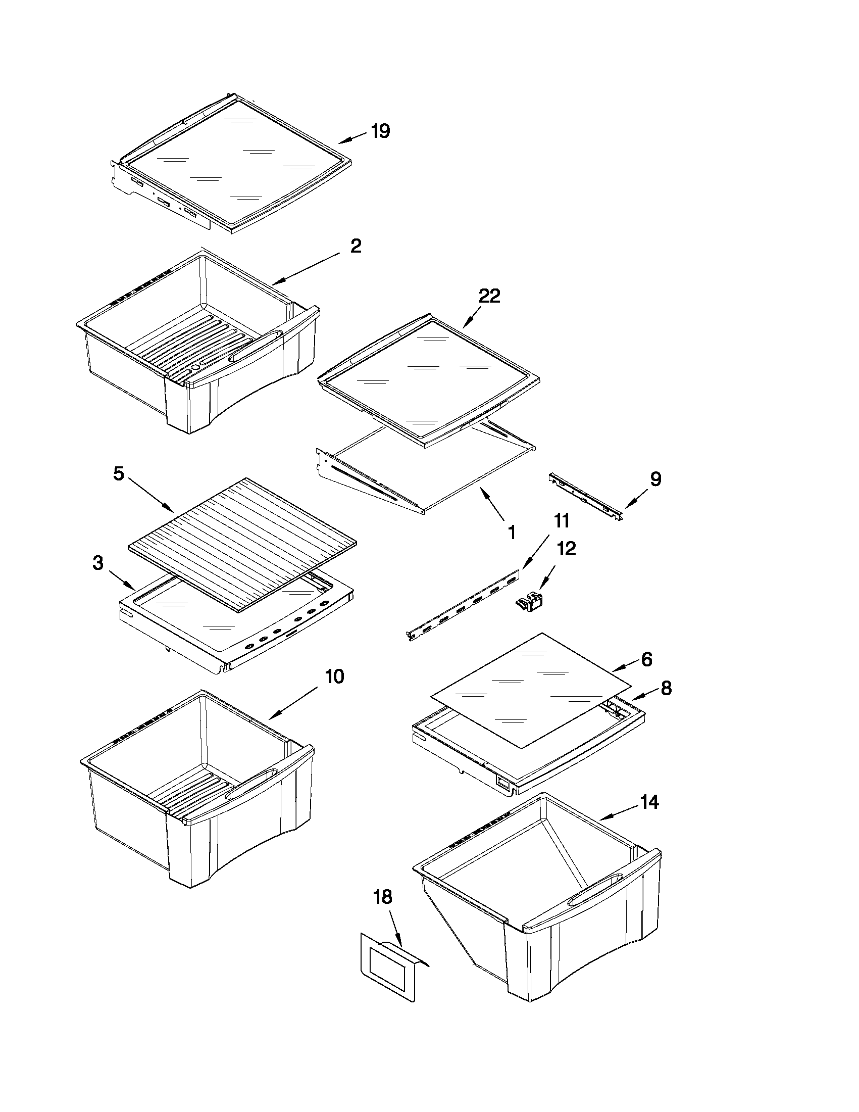 Whirlpool GD2SHAXNL00 refrigerator shelf parts diagram