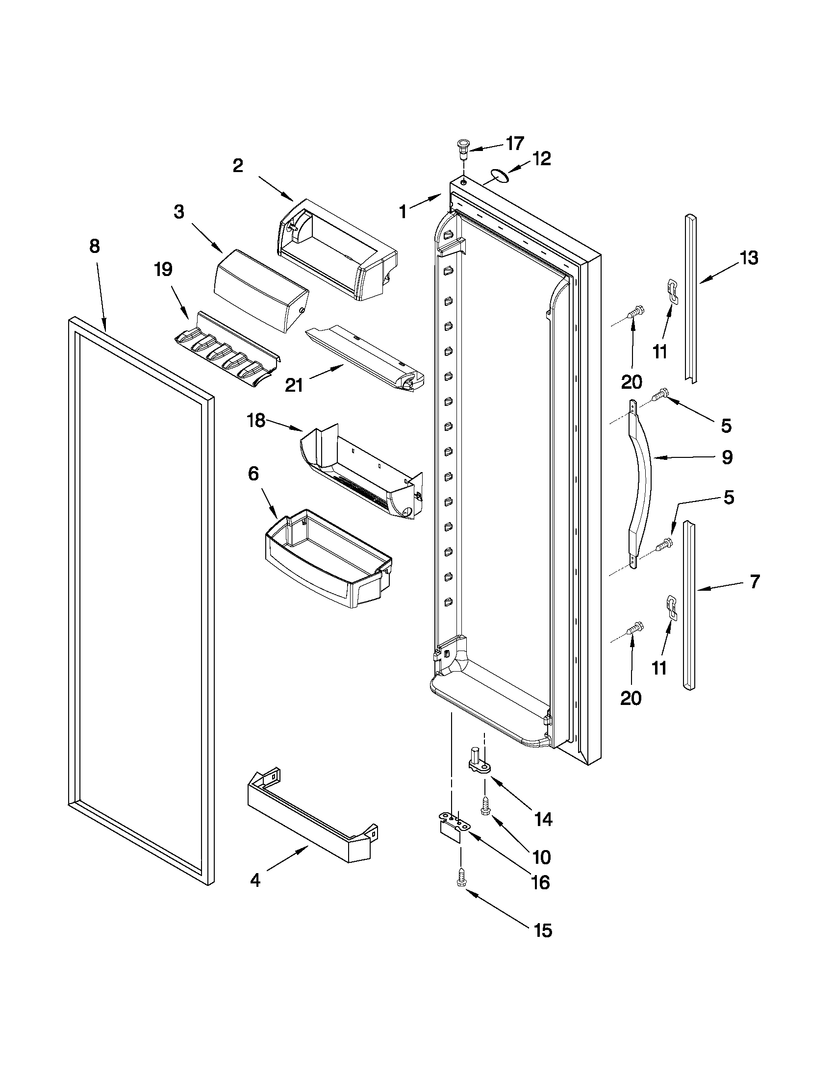 Whirlpool GD2SHAXNL00 refrigerator door parts diagram