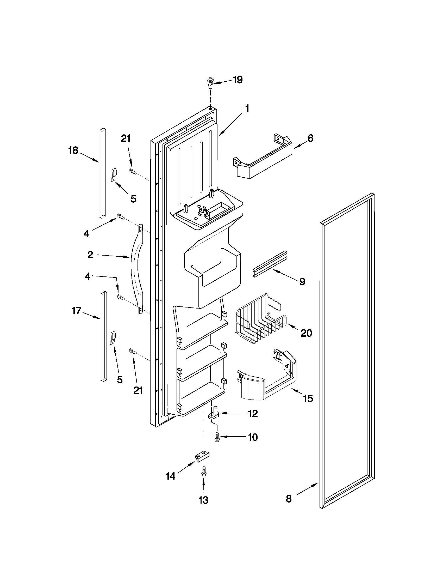 Whirlpool GD2SHAXNL00 freezer door parts diagram