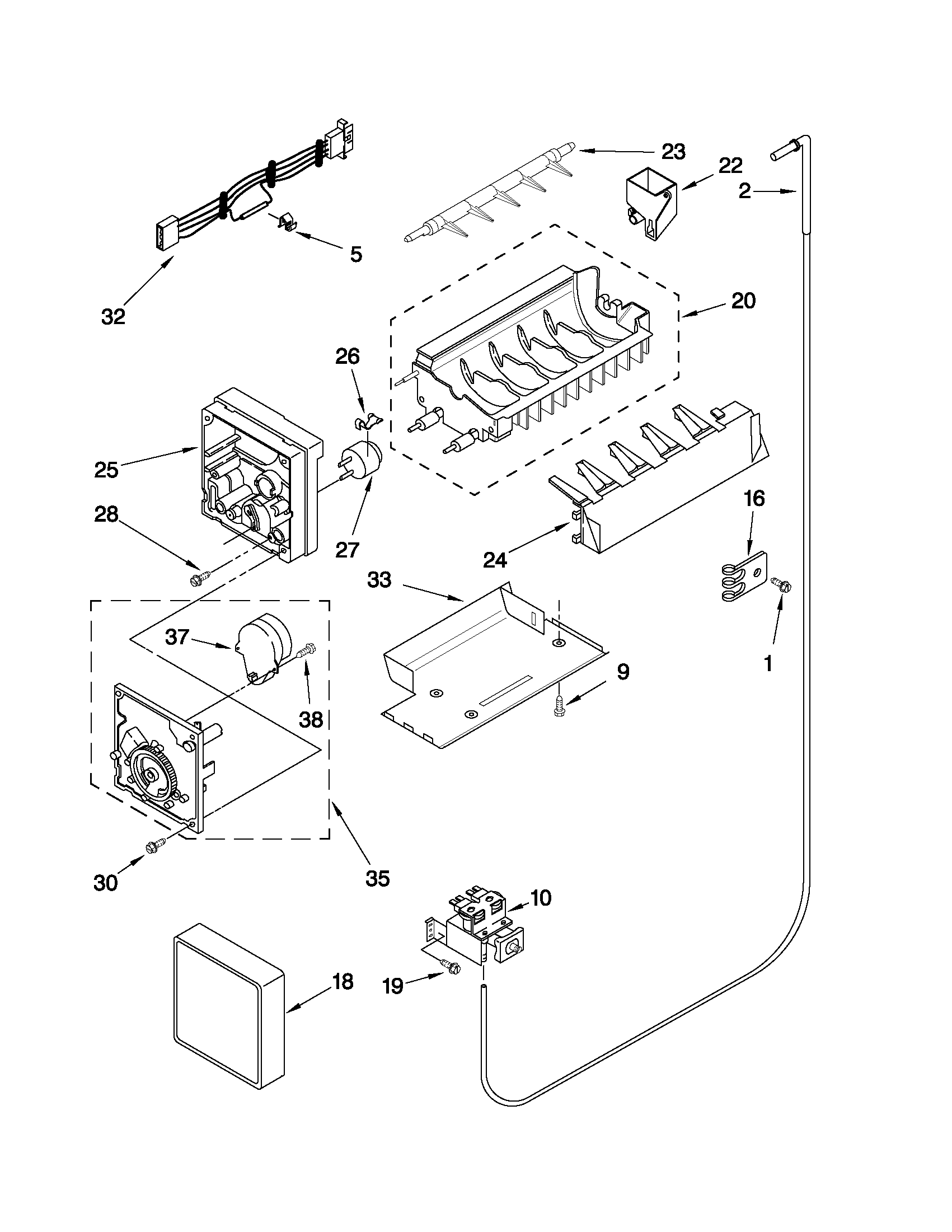 Whirlpool GD2SHAXNL00 icemaker parts diagram