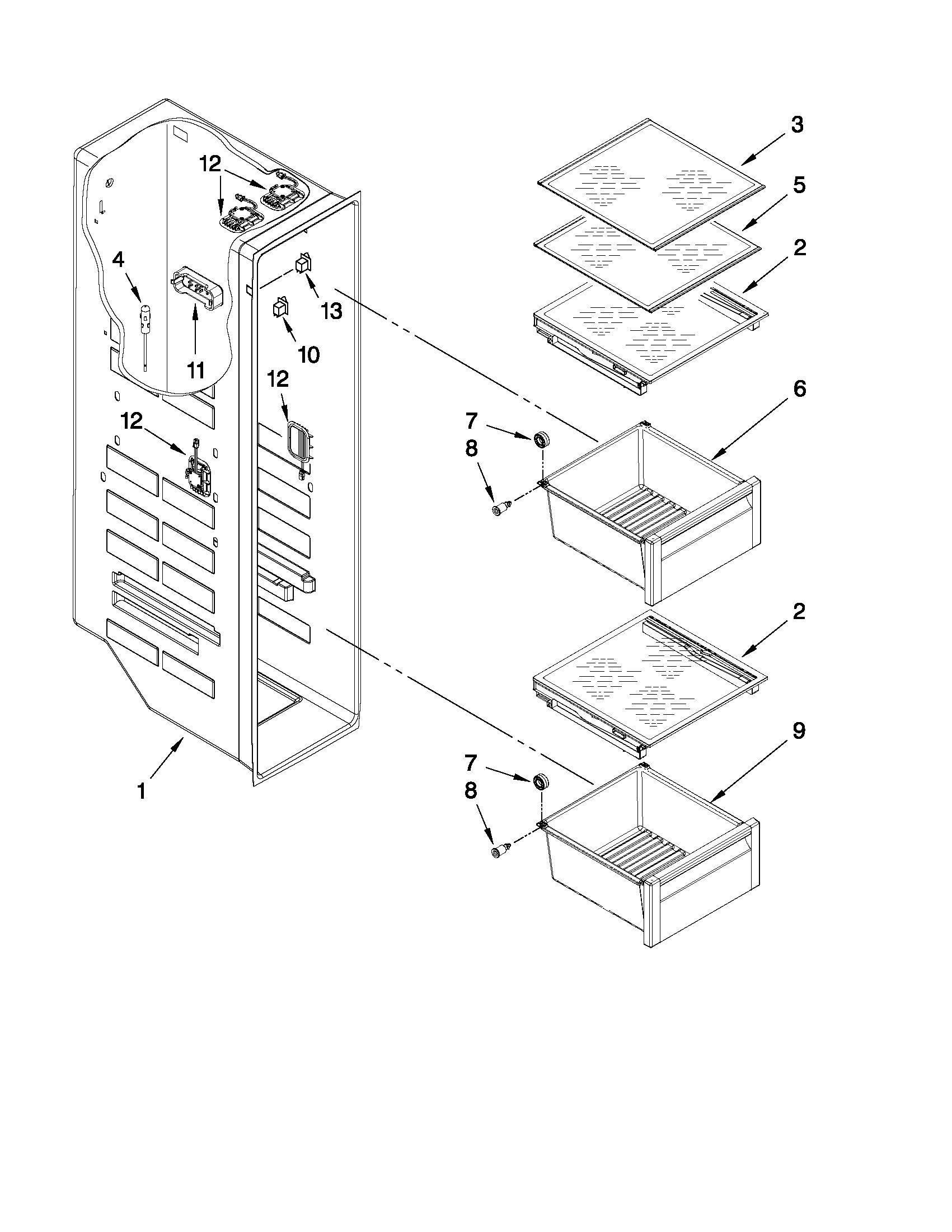 Ikea ISC23CNEXW00 freezer liner parts diagram