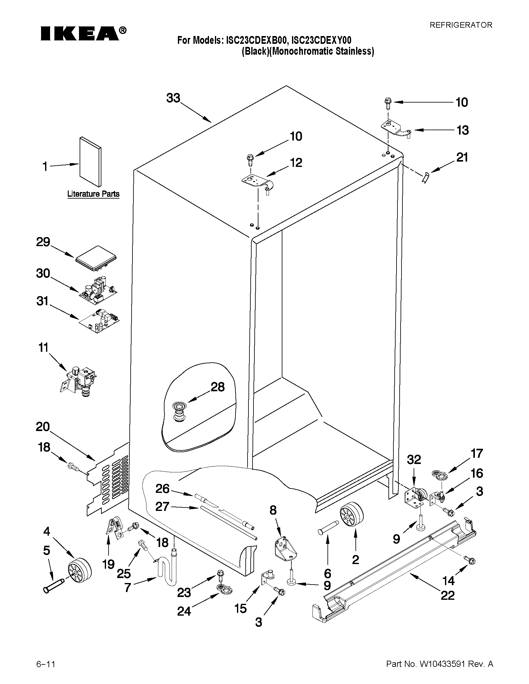 Ikea ISC23CDEXY00 cabinet parts diagram
