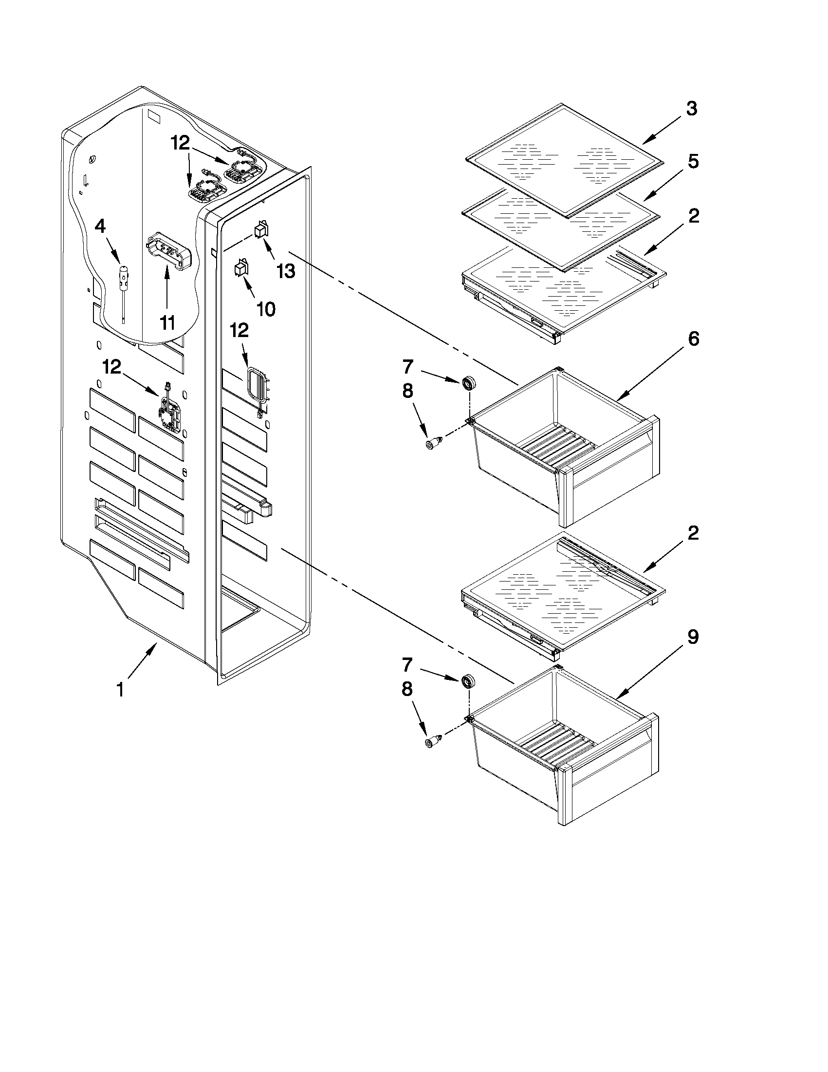 Ikea ISC23CDEXY00 freezer liner parts diagram