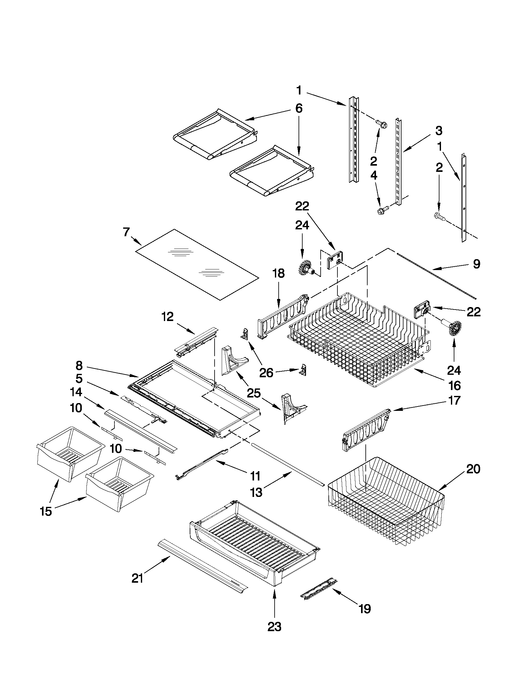 Maytag 5GBL22PRYA0 shelf parts diagram